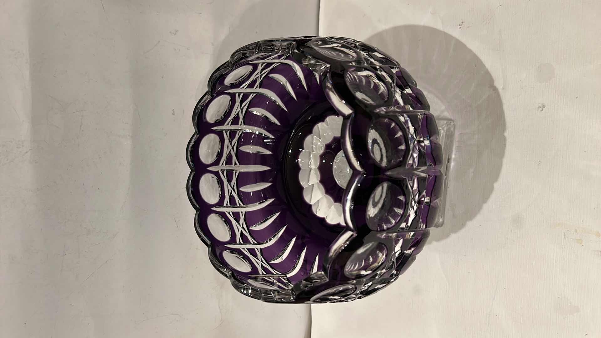 Photo 1 of AMETHYST CRYSTAL CUT CENTERPIECE BOWL H 9 1/4”