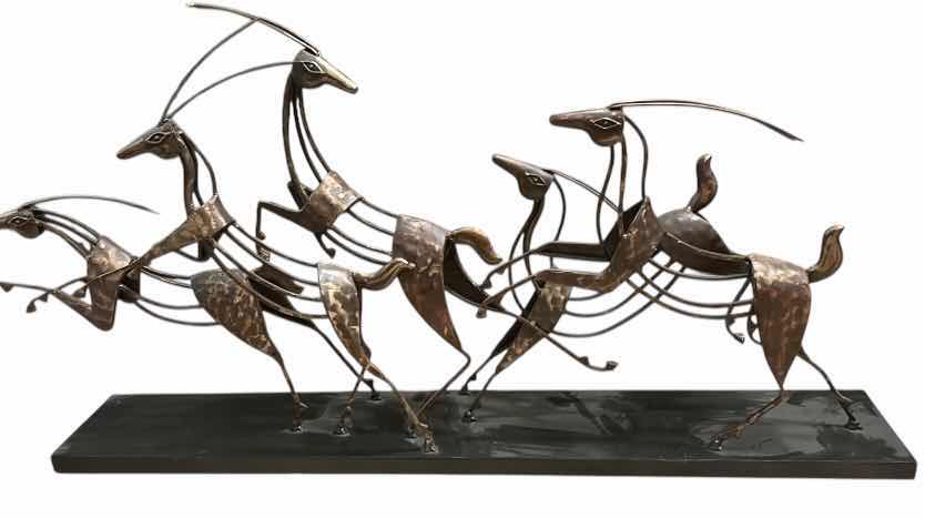 Photo 1 of BRONZE SCULPTURE OF RUNNING ANTELOPES BY ARTIST SANDY GRAVES 26 1/2” x 6” x H21 in