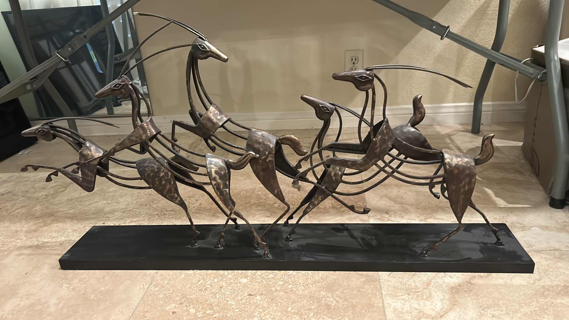 Photo 1 of BRONZE SCULPTURE OF RUNNING ANTELOPES BY ARTIST SANDY GRAVES 26 1/2” x 6” x H21 in