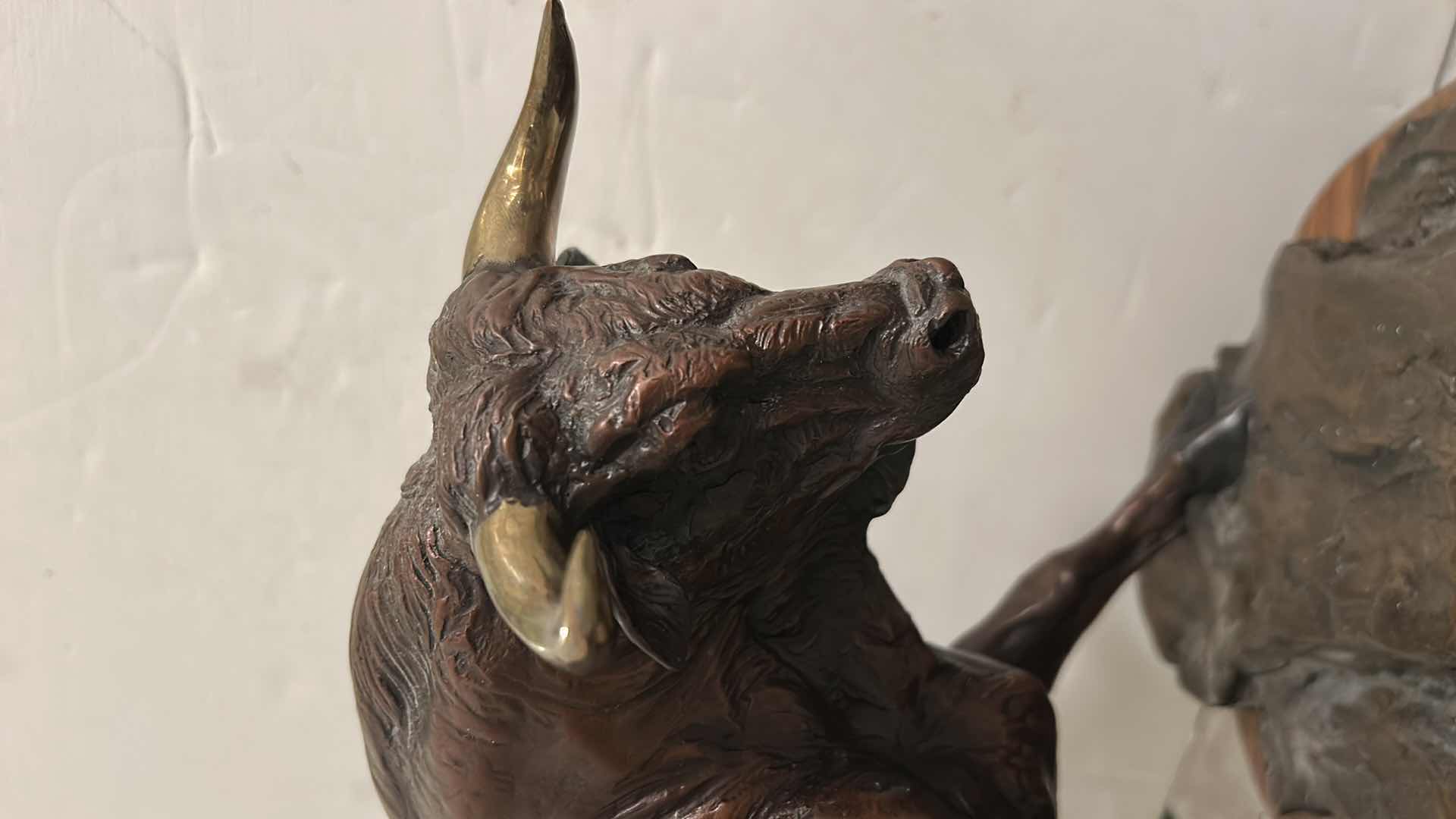 Photo 1 of BRONZE BULL SCULPTURE 20” x H13”