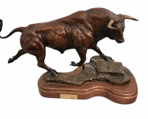Photo 1 of BRONZE BULL SCULPTURE 20” x H13”