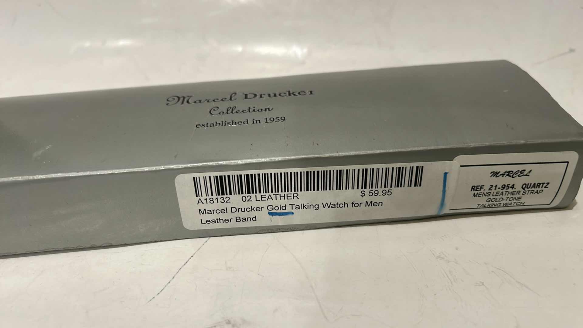 Photo 1 of MARCEL DRUCKER GOLD TONE TALKING WATCH FOR MEN LEATHER BAND