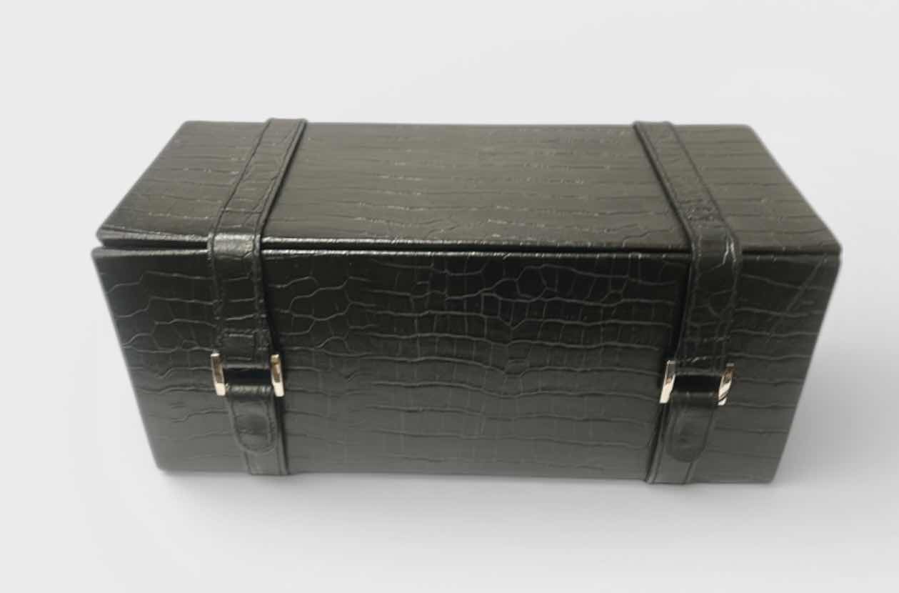 Photo 1 of BLACK LEATHER CASE WITH BAR ACCESSORIES / COCKTAIL ACCESSORIES.
