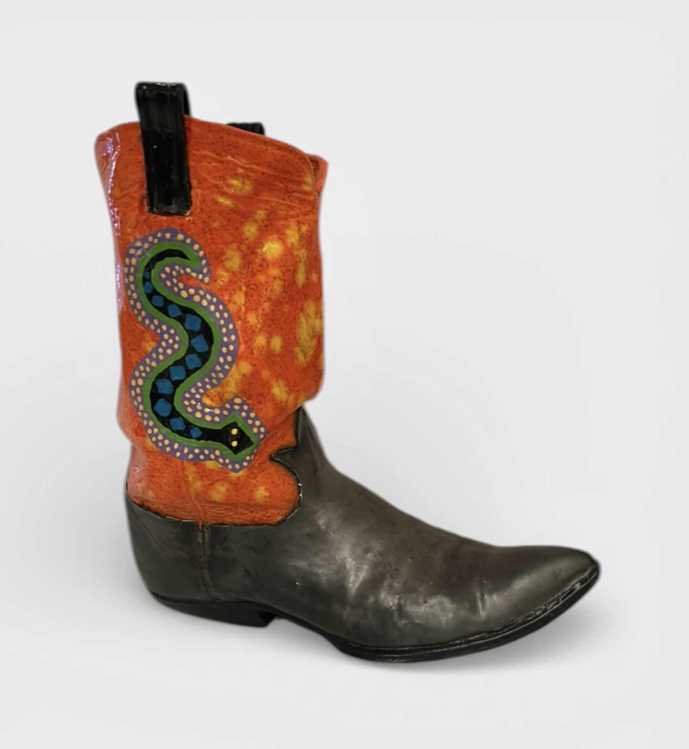 Photo 1 of 1989 HANDCRAFTED CERAMIC COWBOY BOOT FROM WIERCK STUDIO IN SCOTTSDALE ARIZONA H12”