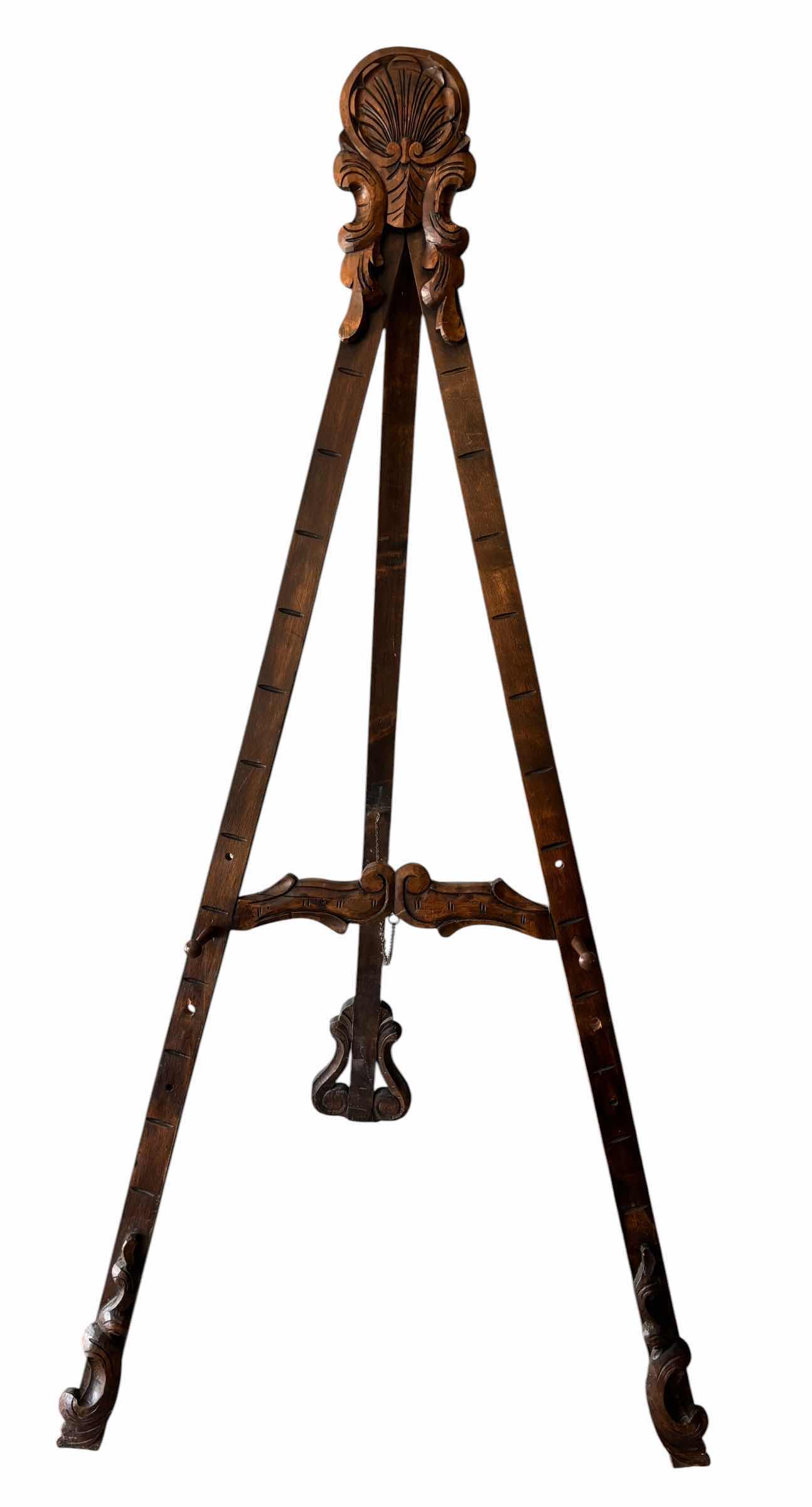 Photo 1 of VINTAGE ROCOCO REVIVAL CARVED WOODEN ARTIST'S EASEL H64”