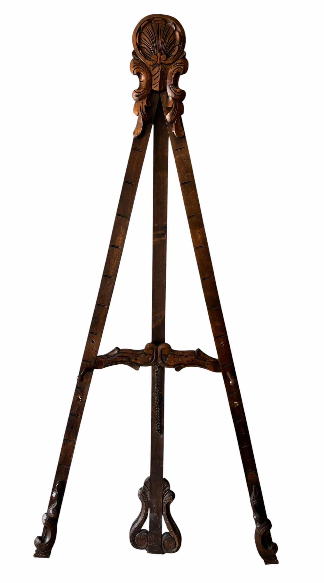 Photo 1 of VINTAGE ROCOCO REVIVAL CARVED WOODEN ARTIST'S EASEL H64”