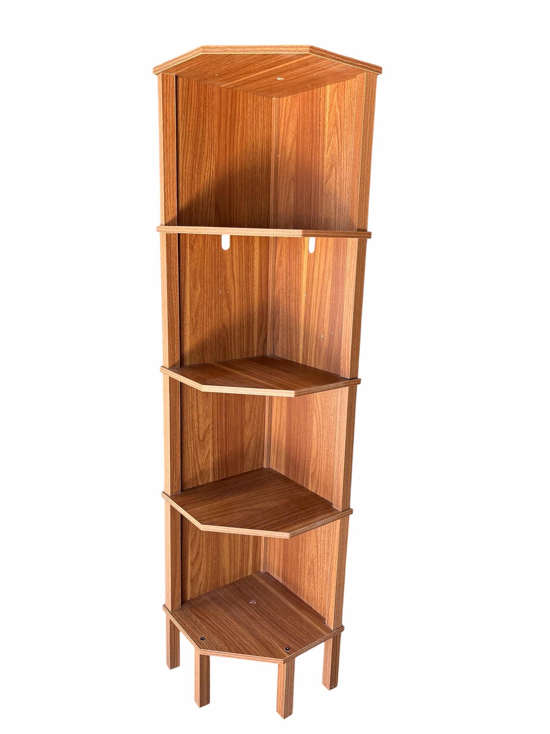 View 1 of 5-TIER LIGHT OAK WOOD GRAIN CORNER BOOKSHELF H50”