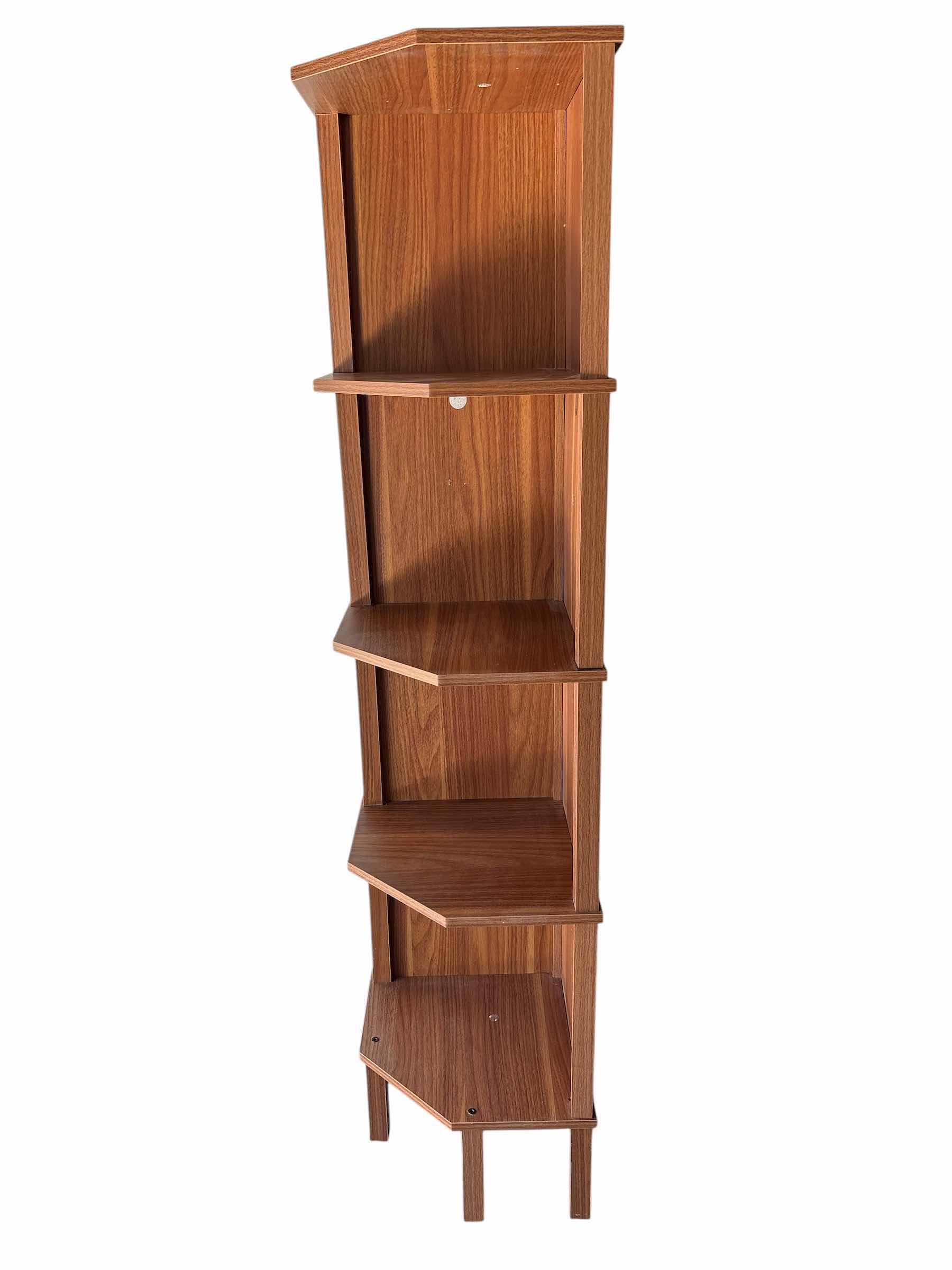 View 2 of 5-TIER LIGHT OAK WOOD GRAIN CORNER BOOKSHELF H50”