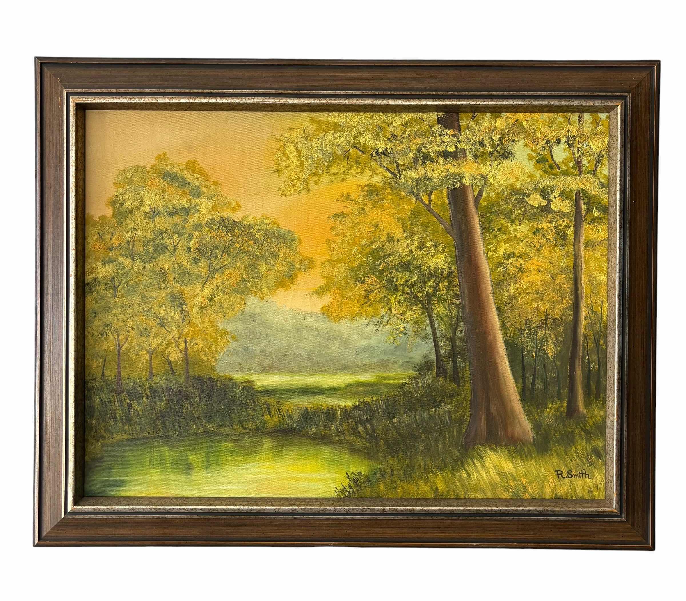 Photo 1 of FRAMED ART LANDSCAPE OIL PAINTING SIGNED BY R SMITH 22” X 28” (SEE NOTES)