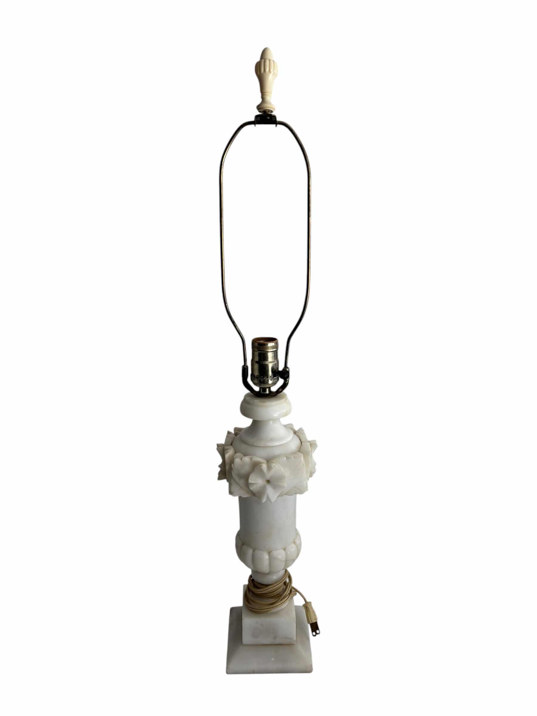 Photo 1 of ANTIQUE ITALIAN HAND CARVED ALABASTER NEOCLASSICAL TABLE LAMP H28”