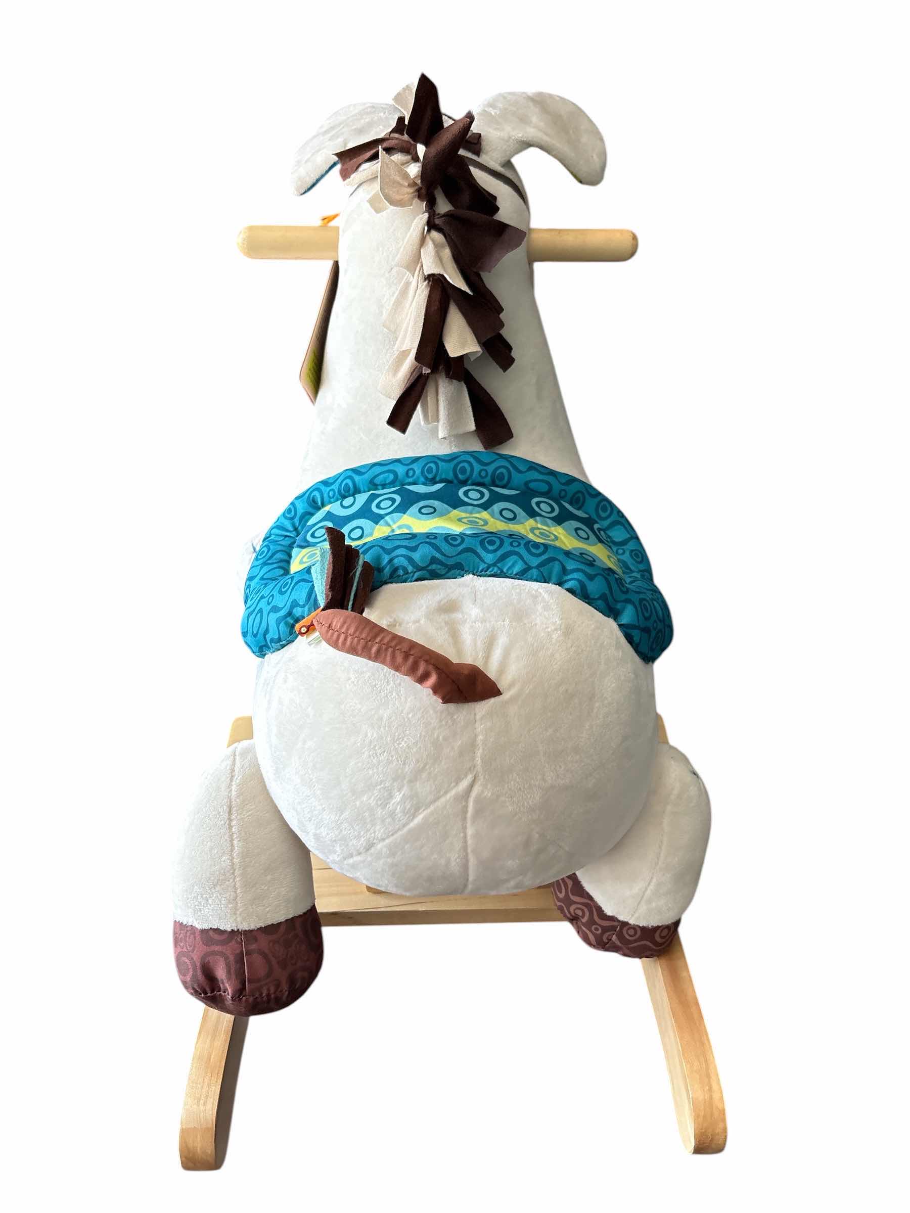 Photo 1 of B. TOYS RODEO ROCKING SOFT PLUSH HORSE ROCKER W WOODEN BASE H14”