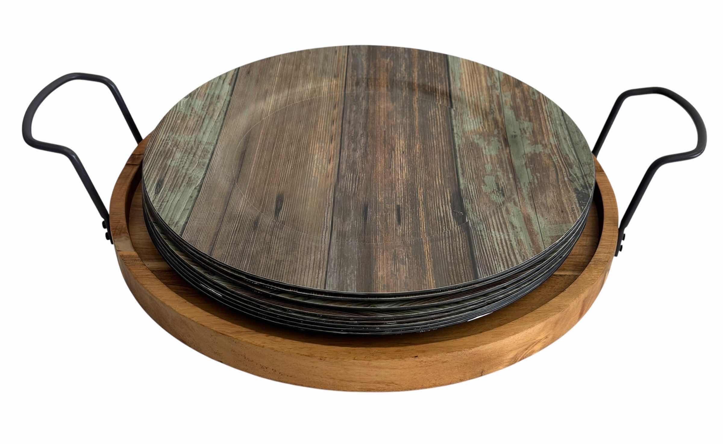 Photo 1 of FOOD NETWORK SERVING TRAY WITH ASHLAND RUSTIC CHARGER PLATES (8)