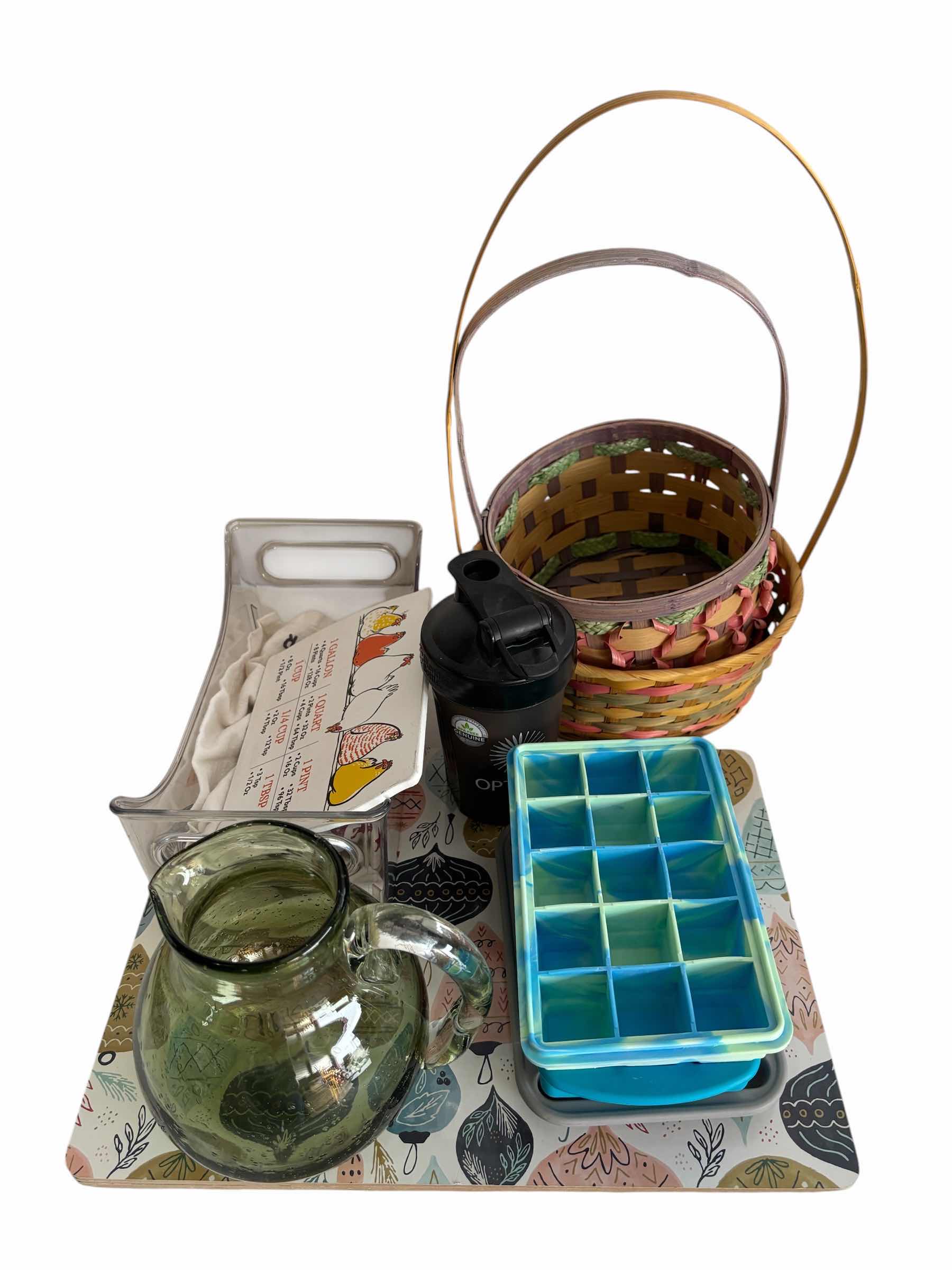 Photo 1 of KITCHEN ITEMS, EASTER BASKETS (2), CORK BOARD PLACEMATS (4), GLASS PITCHER