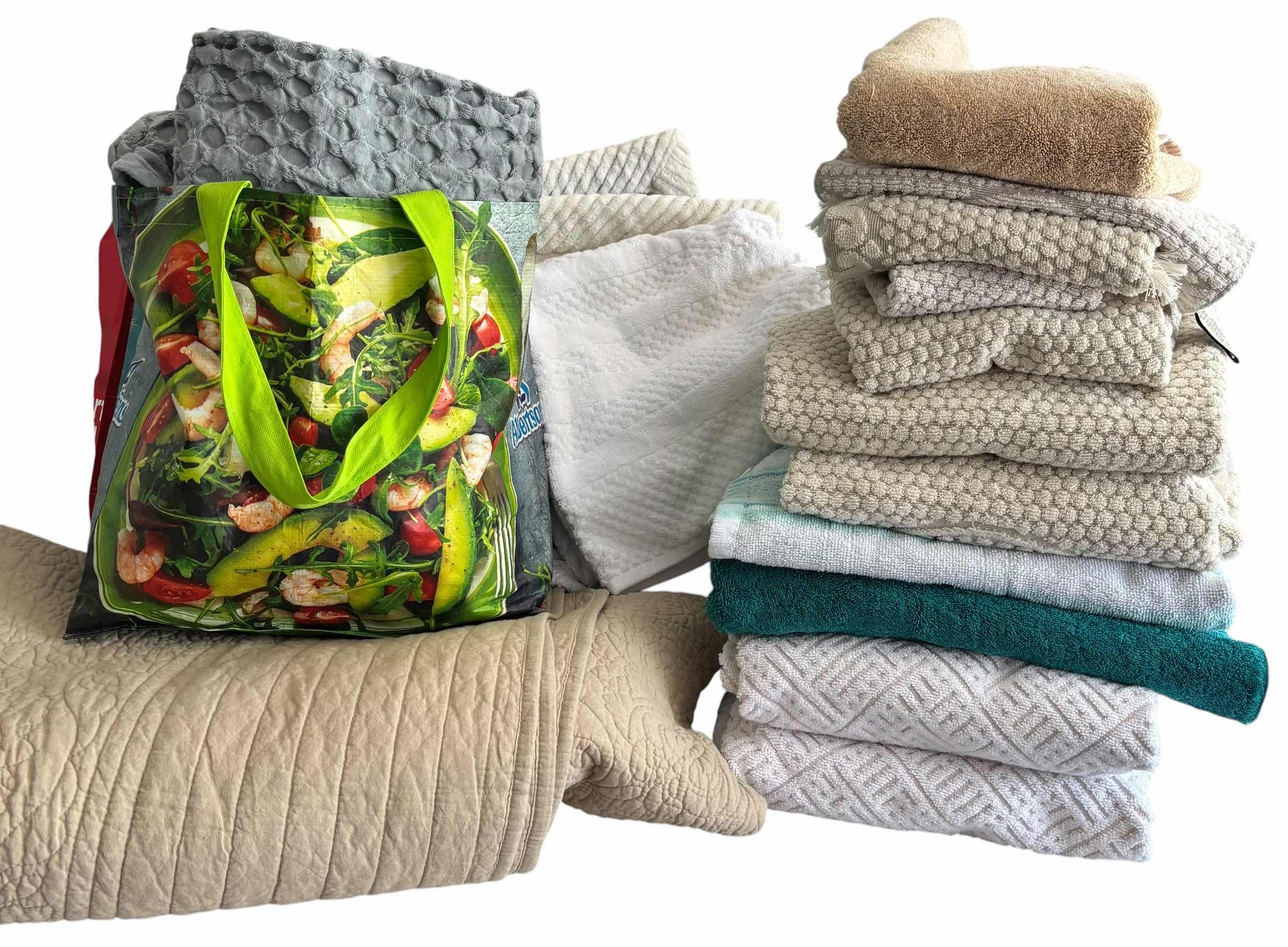 Photo 1 of LINENS: CURTAINS, BATH TOWELS, DUVET COVER, BATH MAT & BLANKETS