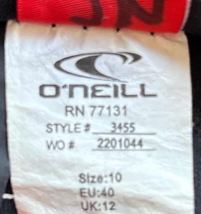 View 3 of BLACK O’NEILL WOMENS REACTOR BACK ZIP SHORT SLEEVE WATER SUIT W PINK LOGOS SIZE 10