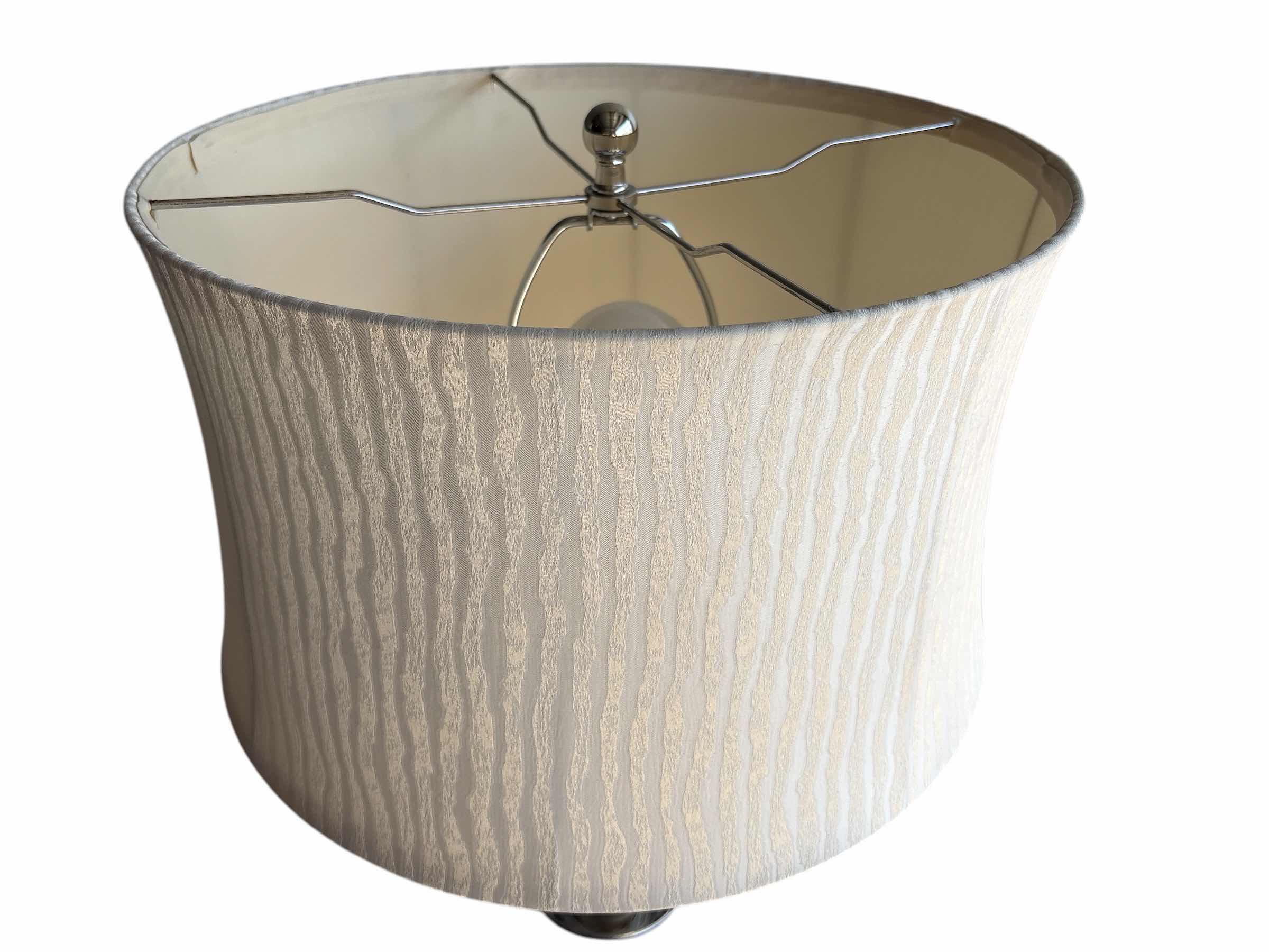 Photo 1 of CHROME PLATED TABLE LAMP W CREAM LAMP SHADE H25.5”