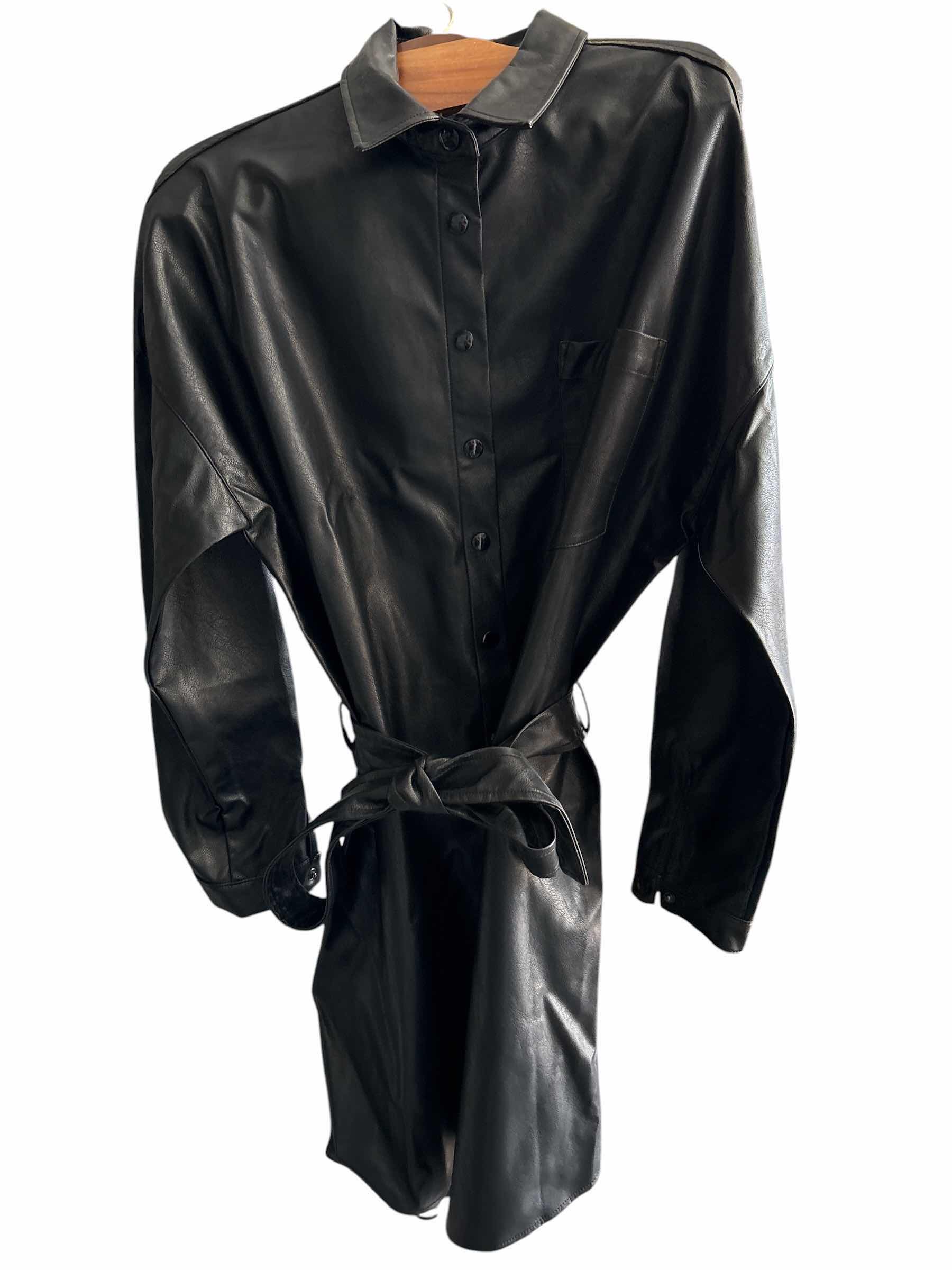 Photo 1 of FRENCH FAUX LEATHER BLACK DRESS WOMENS (SIZE LARGE)
