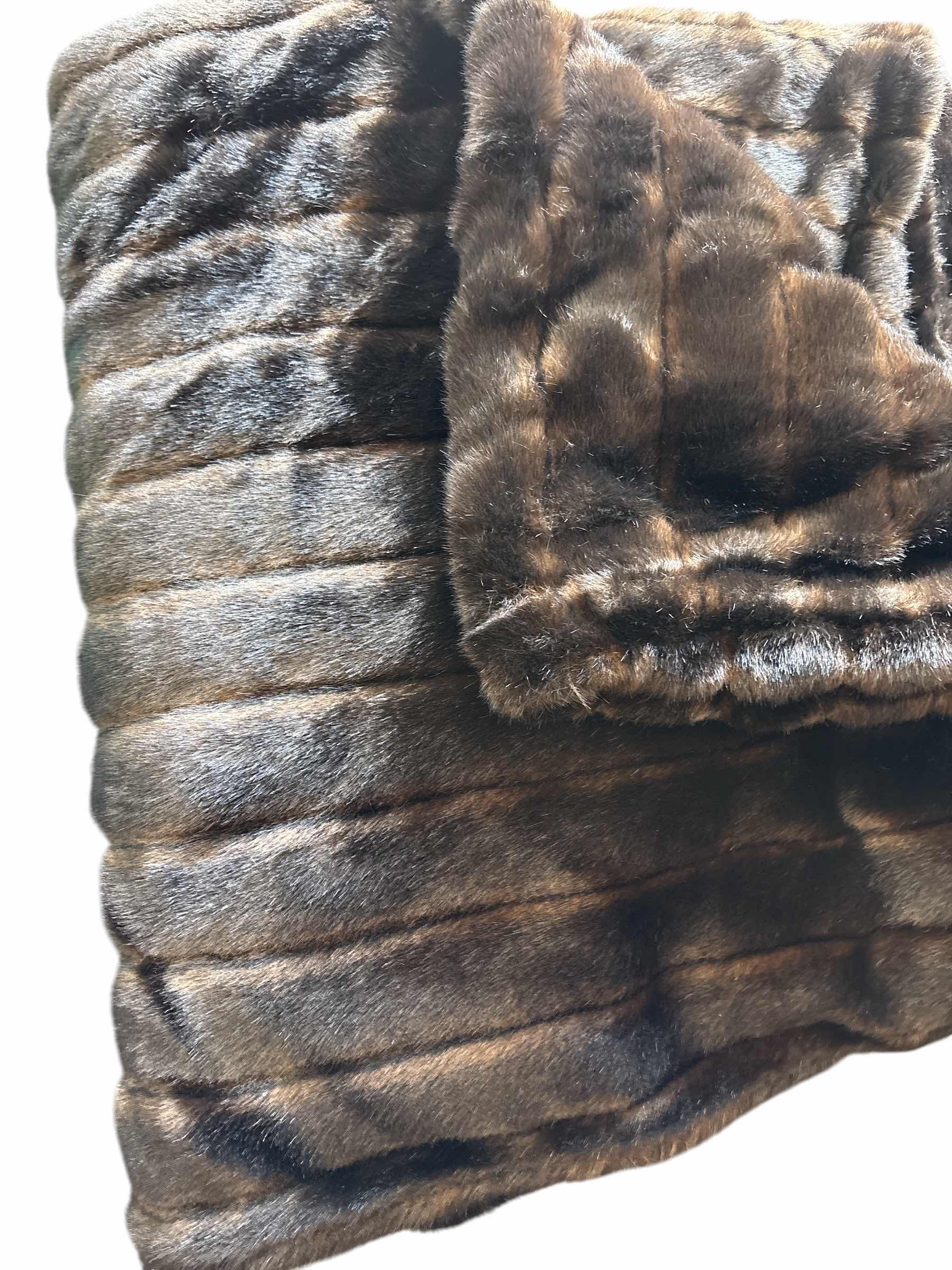 Photo 1 of FAUX FUR BED THROW BLANKET BLACK/BROWN