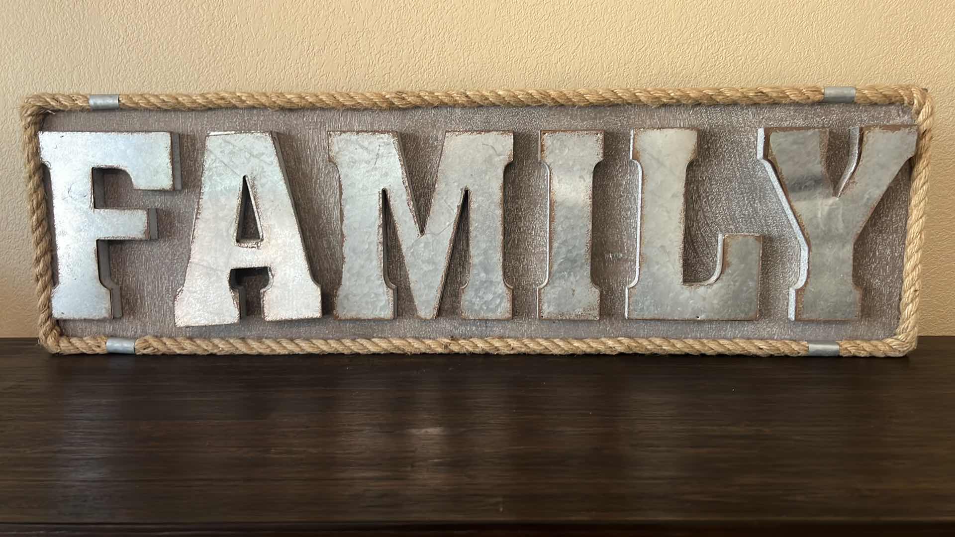 Photo 6 of METAL W WOOD "FAMILY" HANGING WALL SIGN 36" x 11"