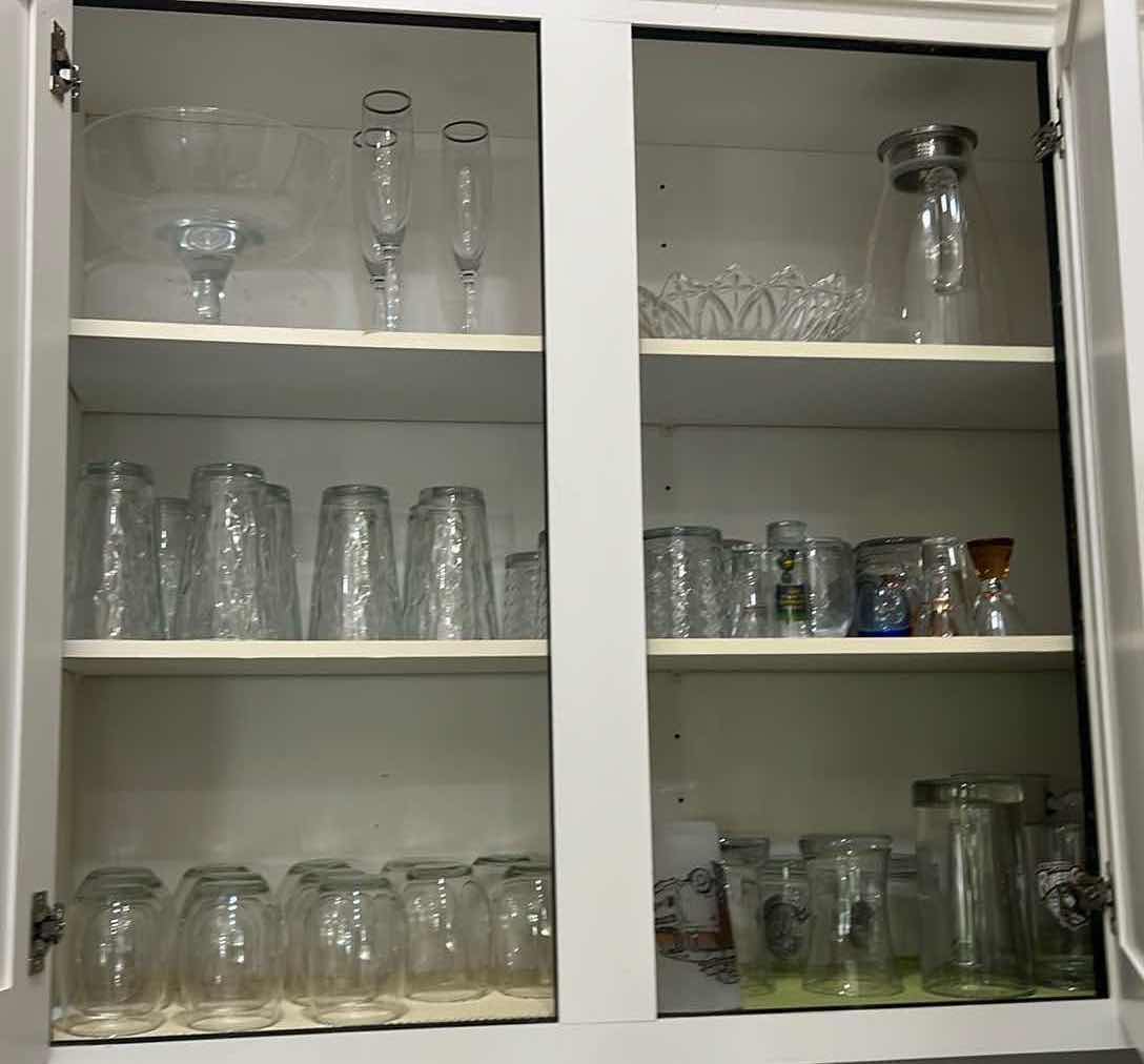 Photo 1 of CONTENTS OF KITCHEN CABINET-GLASSWARE