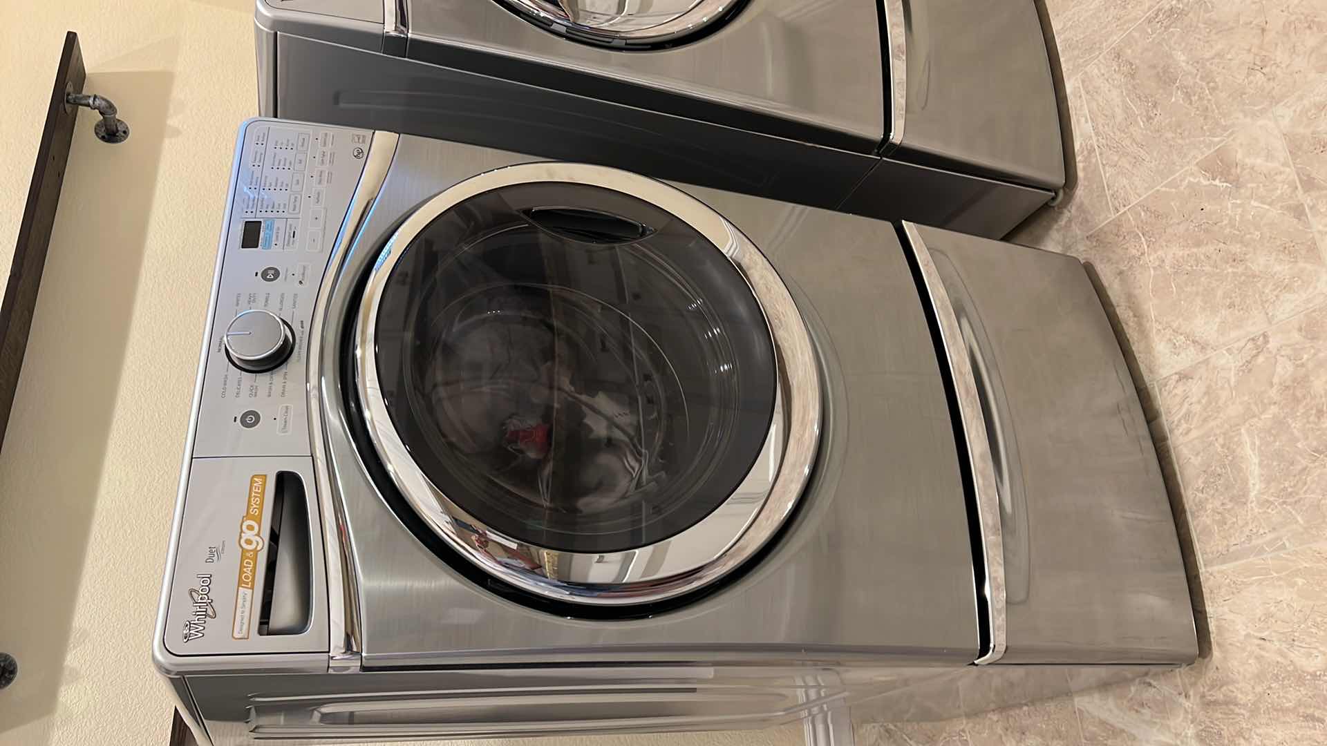 Photo 3 of CHROME WHIRLPOOL DUET HE FRONT LOAD & GO SYSTEM WASHER W PEDESTAL STORAGE