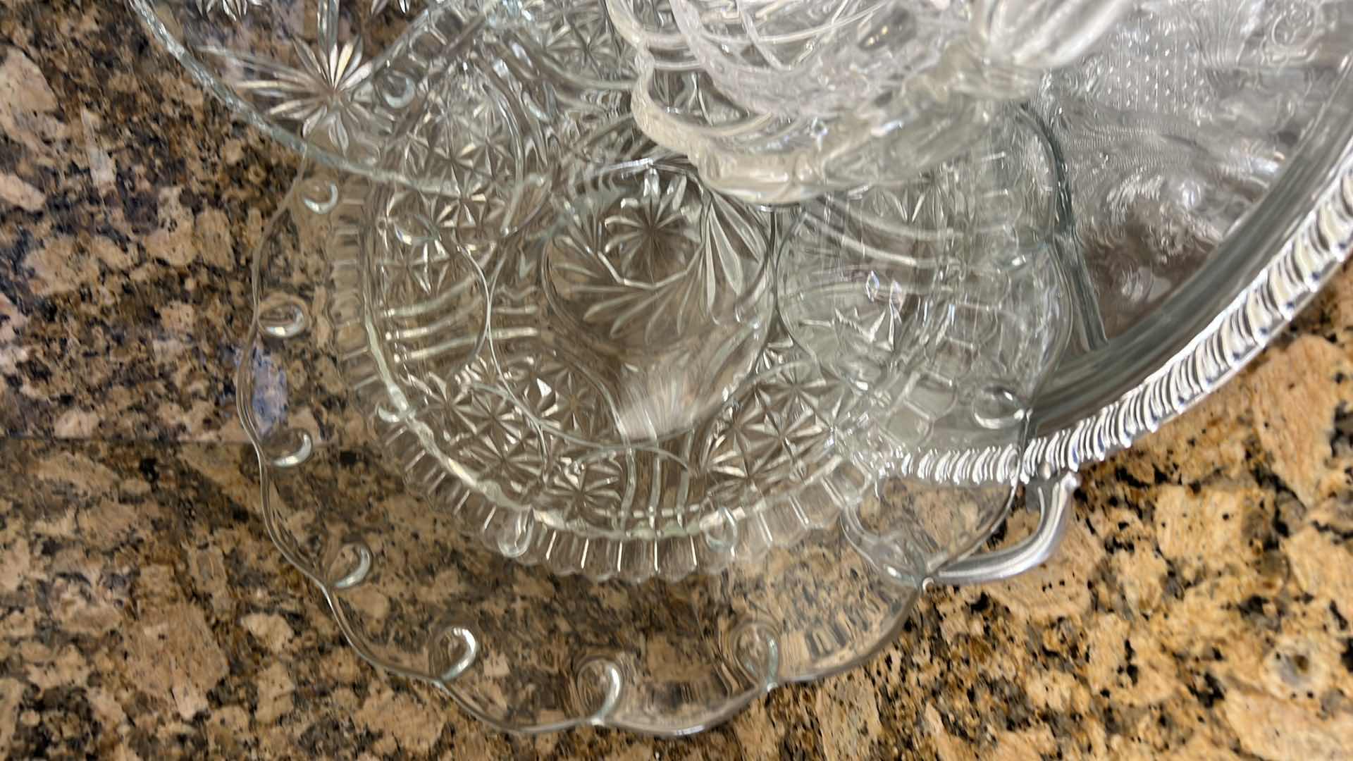 Photo 4 of 7-GLASS SERVE WARE PLATTERS & BOWLS, SILVER-PLATED TRAY