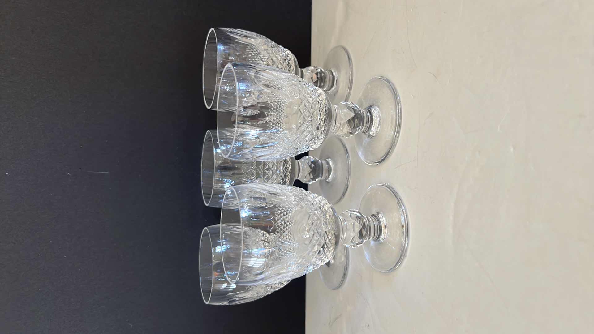 Photo 1 of 5-WATERFORD CRYSTAL COLLEEN CLARET SHERRY GLASSES (H4.25")