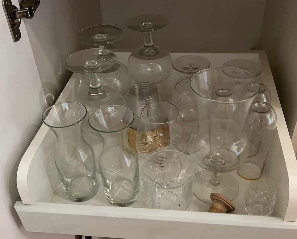 Photo 1 of CONTENTS OF BAR CABINET DRAWER-BAR GLASSES