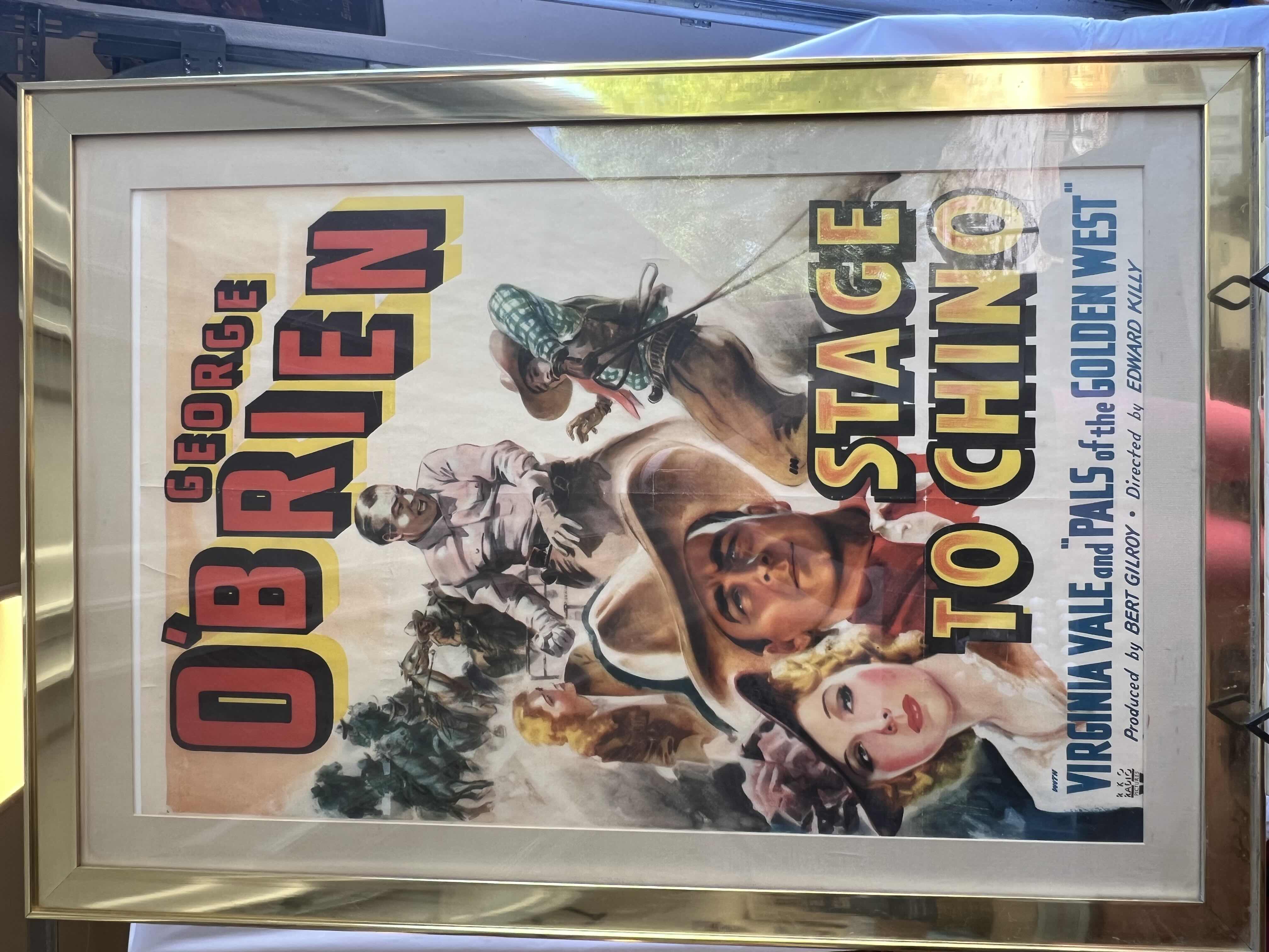 Photo 2 of GOLD FRAMED "STAGE TO CHINO" ORIGINAL MOVIE POSTER ARTWORK 47" X 24"