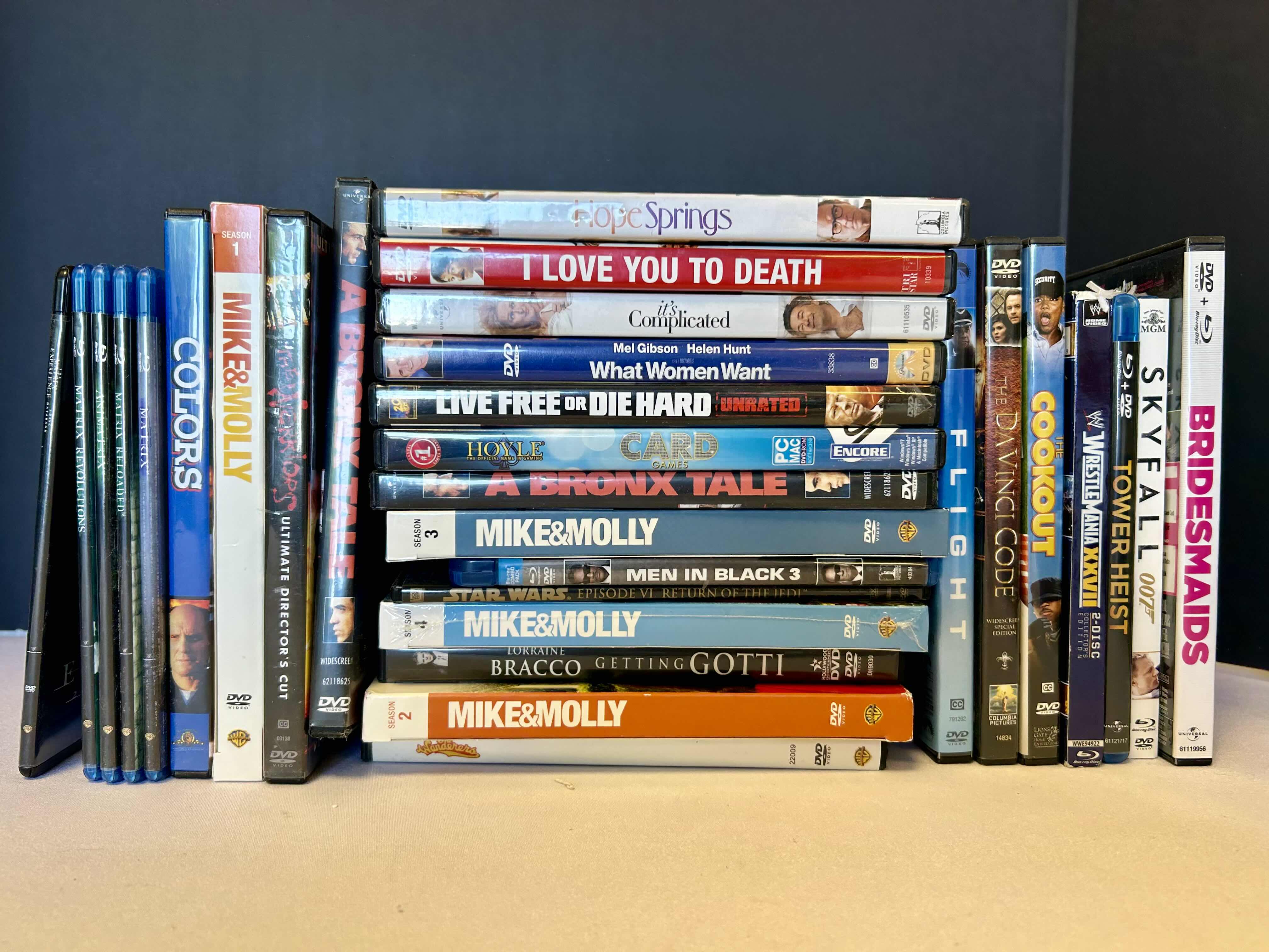 Photo 1 of CONTENTS OF BOX -VARIOUS TITLES OF BLUE RAY AND DVDs