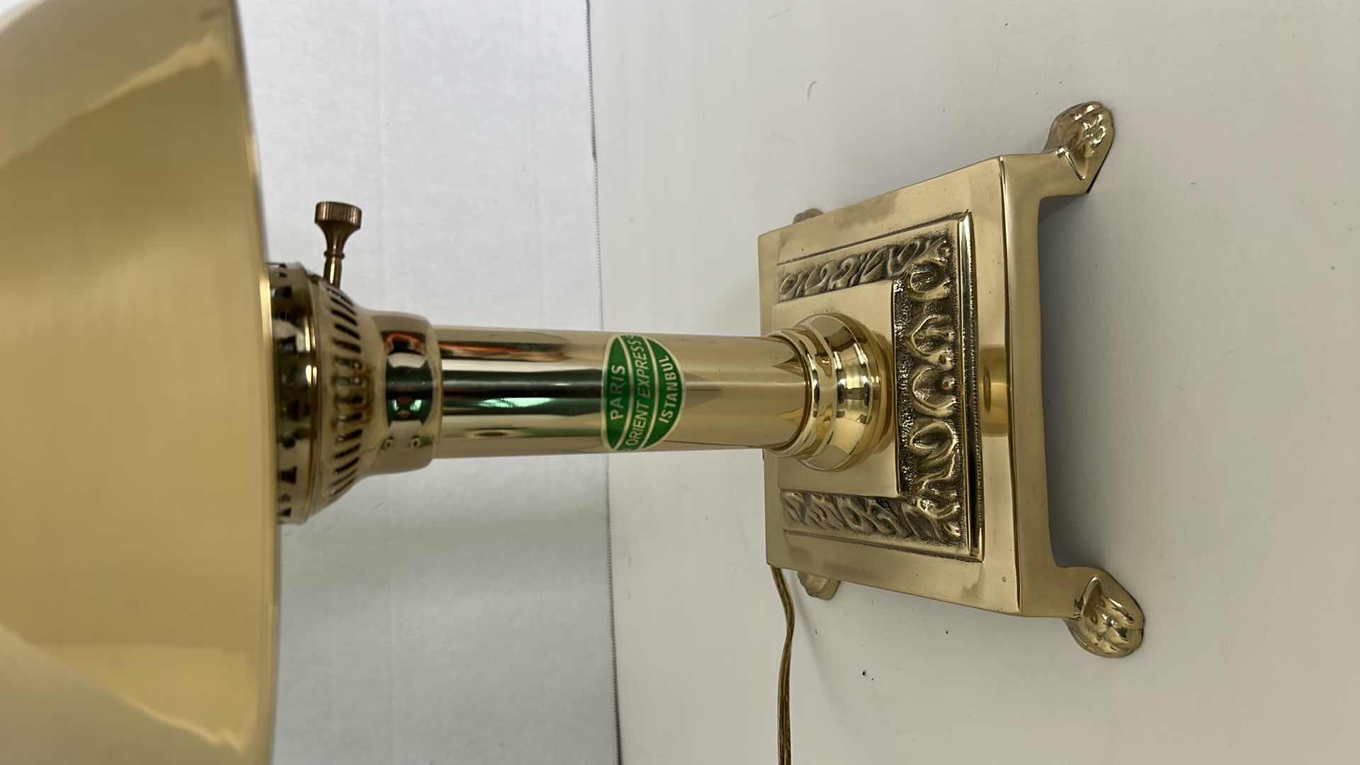 Photo 4 of VINTAGE BRASS PARIS ORIENT EXPRESS ISTANBUL TABLE LAMP H20"