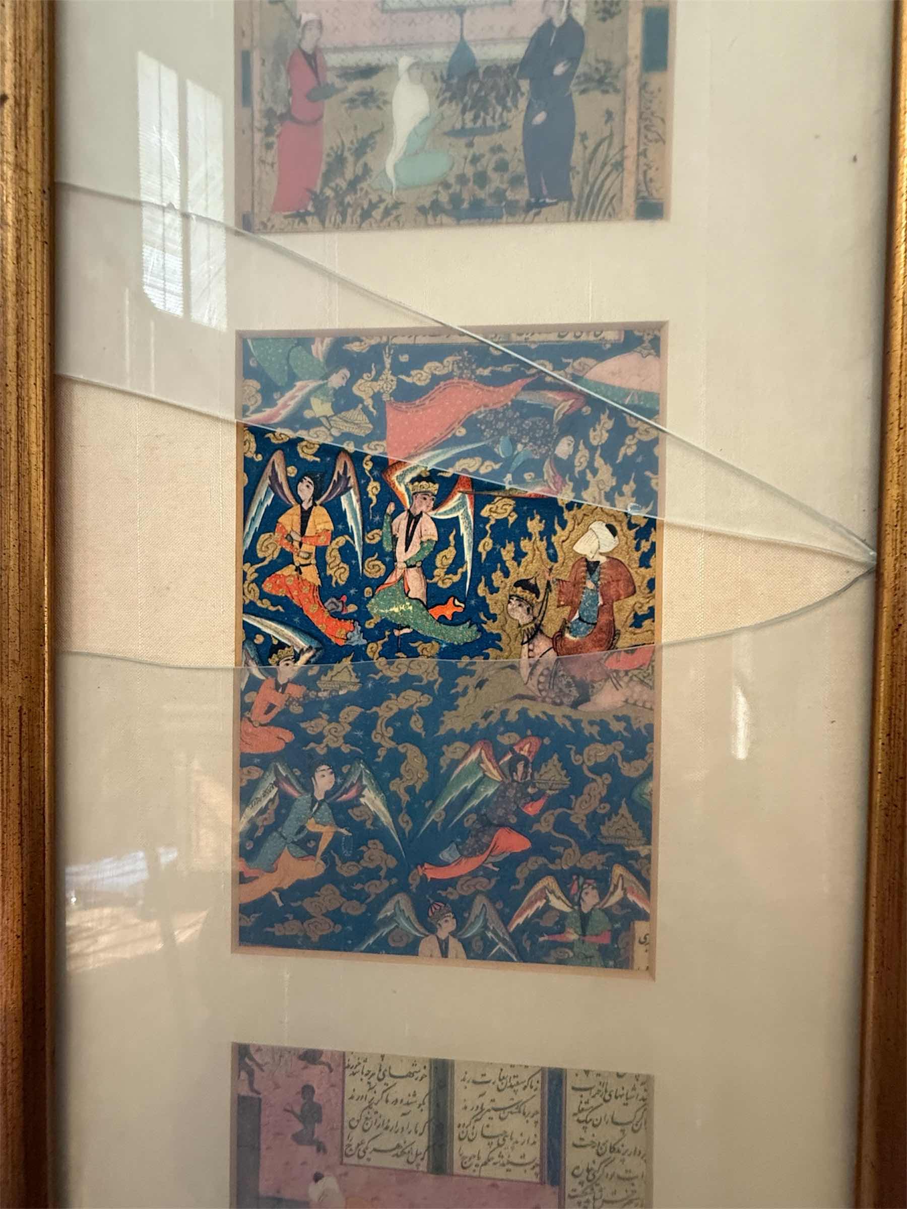 Photo 3 of OAK FRAMED PERSIAN PALACE SCENES ARTWORK 9” x 32”
