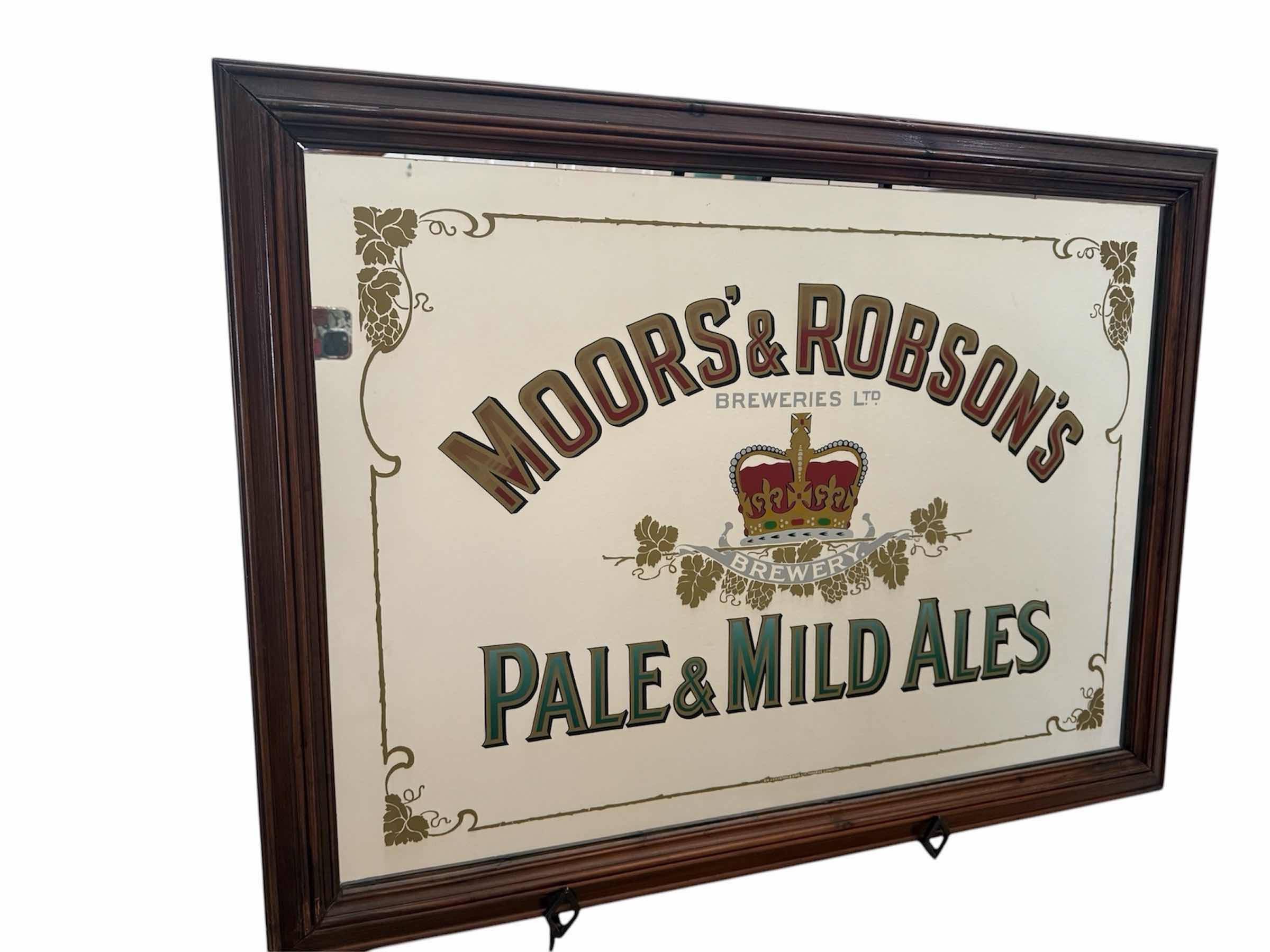 Photo 2 of FRAMED MOOR'S & ROBINSON'S BREWERIES PUB MIRROR ARTWORK 38” x 29”