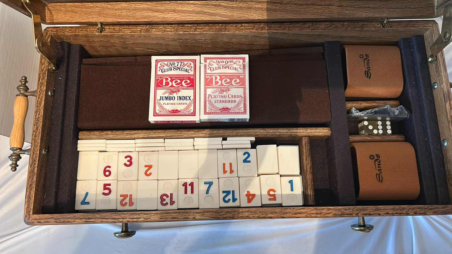 Photo 1 of ORIGINAL SANDS WOOD CHEST OF GAMING BACK GAMOM RUMI DICE POKER CHIPS