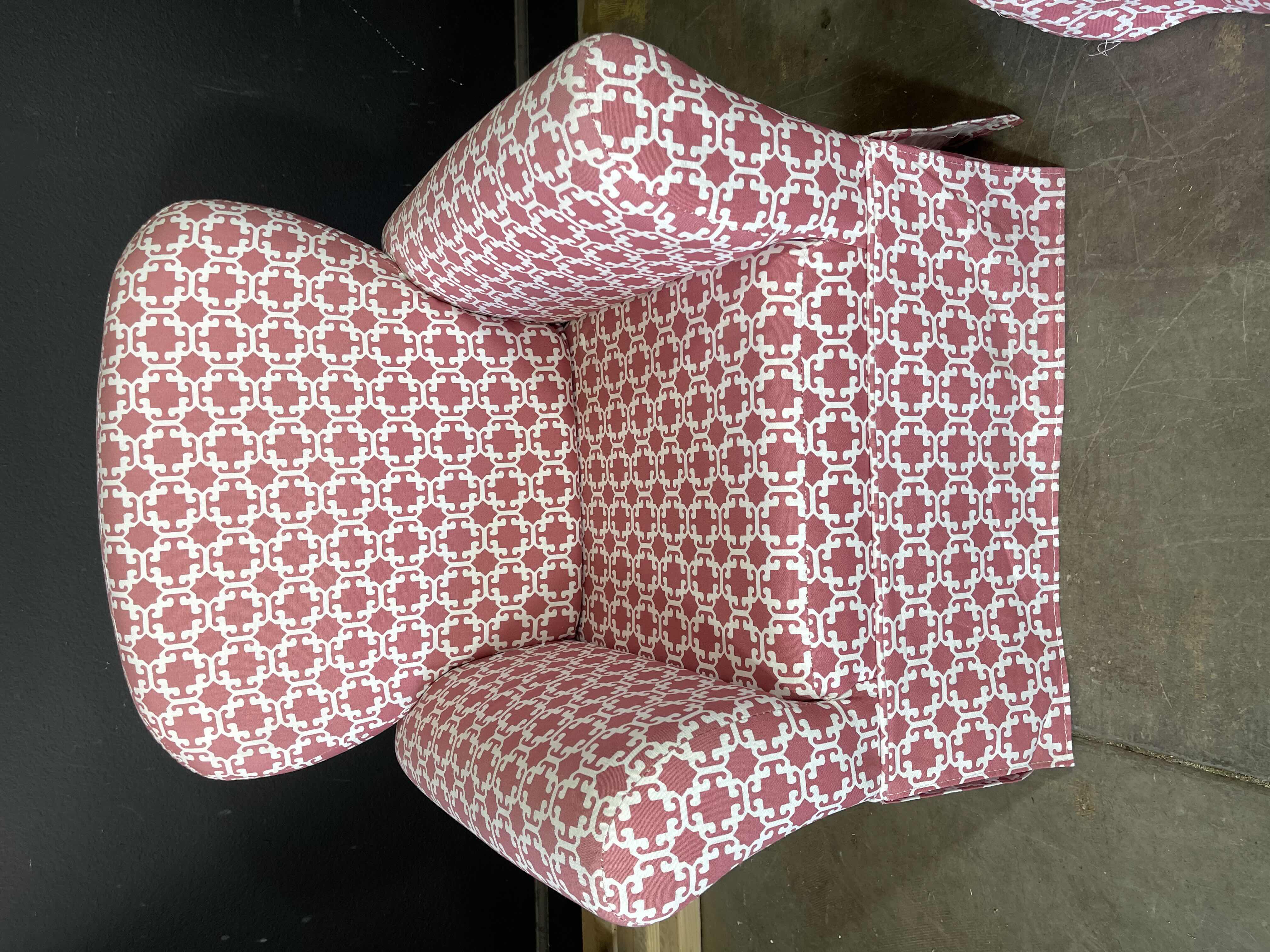 Photo 3 of CHILD’S PINK UPHOLSTERED CHAIR H29” X W24” & OTTOMAN H12” X W13”