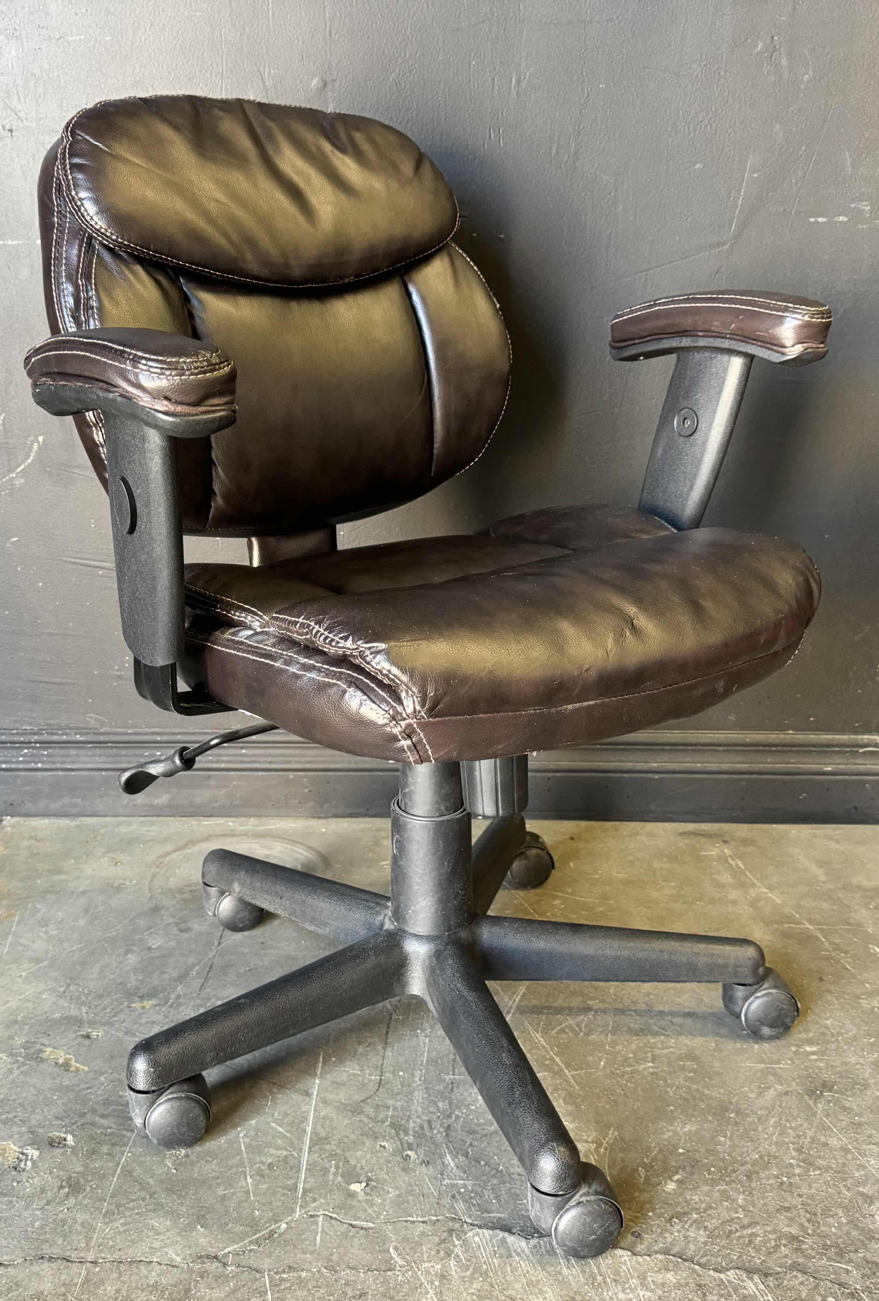 Photo 1 of BROWN LEATHER OFFICE CHAIR