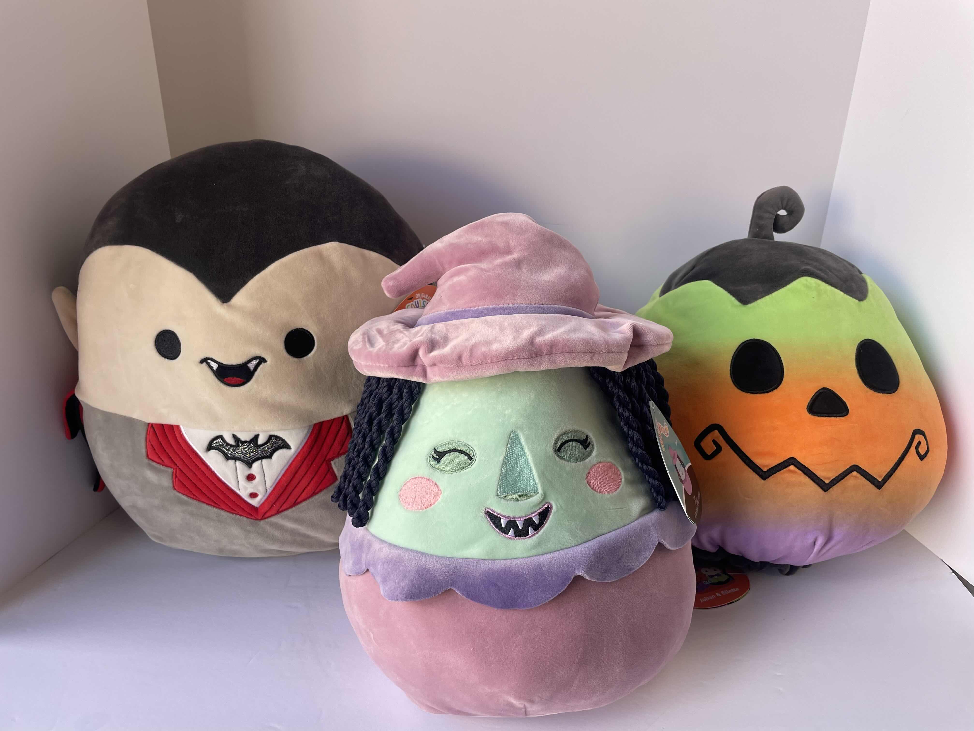 Photo 1 of HALLOWEEN SQUISHMALLOW VLAD H12”, THE NIGHTMARE BEFORE CHRISTMAS SHOCK H10” & FLIPAMALLOW JOHAN & ELLETTE H12” NWT
