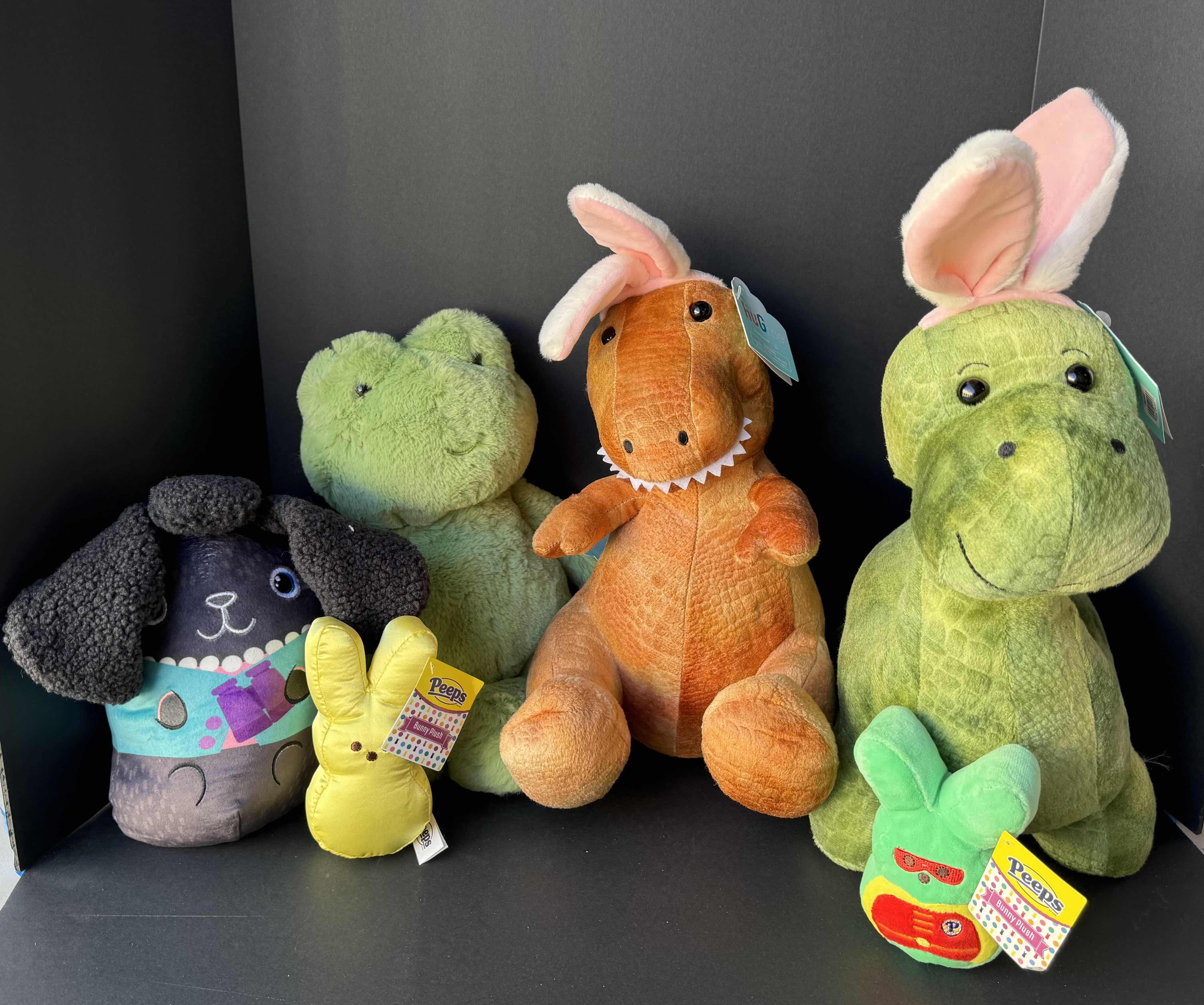 Photo 1 of NWT ASSORTED PLUSH - PEEPS BUNNIES, HUG ME FROG, DINOSAURS & DOGS VS SQUIRLS LINDA