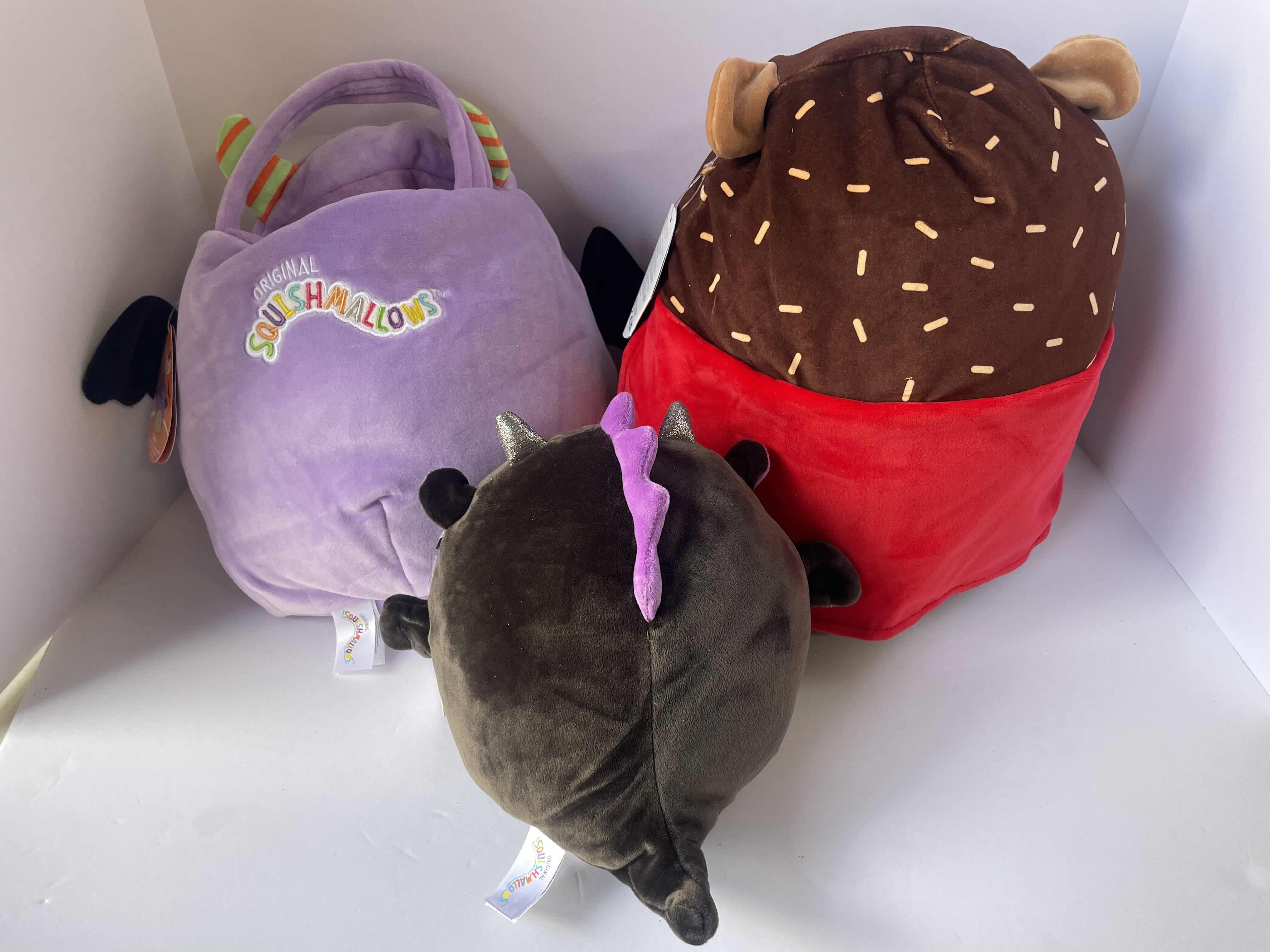 Photo 2 of NWT HALLOWEEN SQUISHMALLOWS (3) - SUPER HERO HANS H12”, DENT H8” & BLAZE TREAT PAIL H10”  