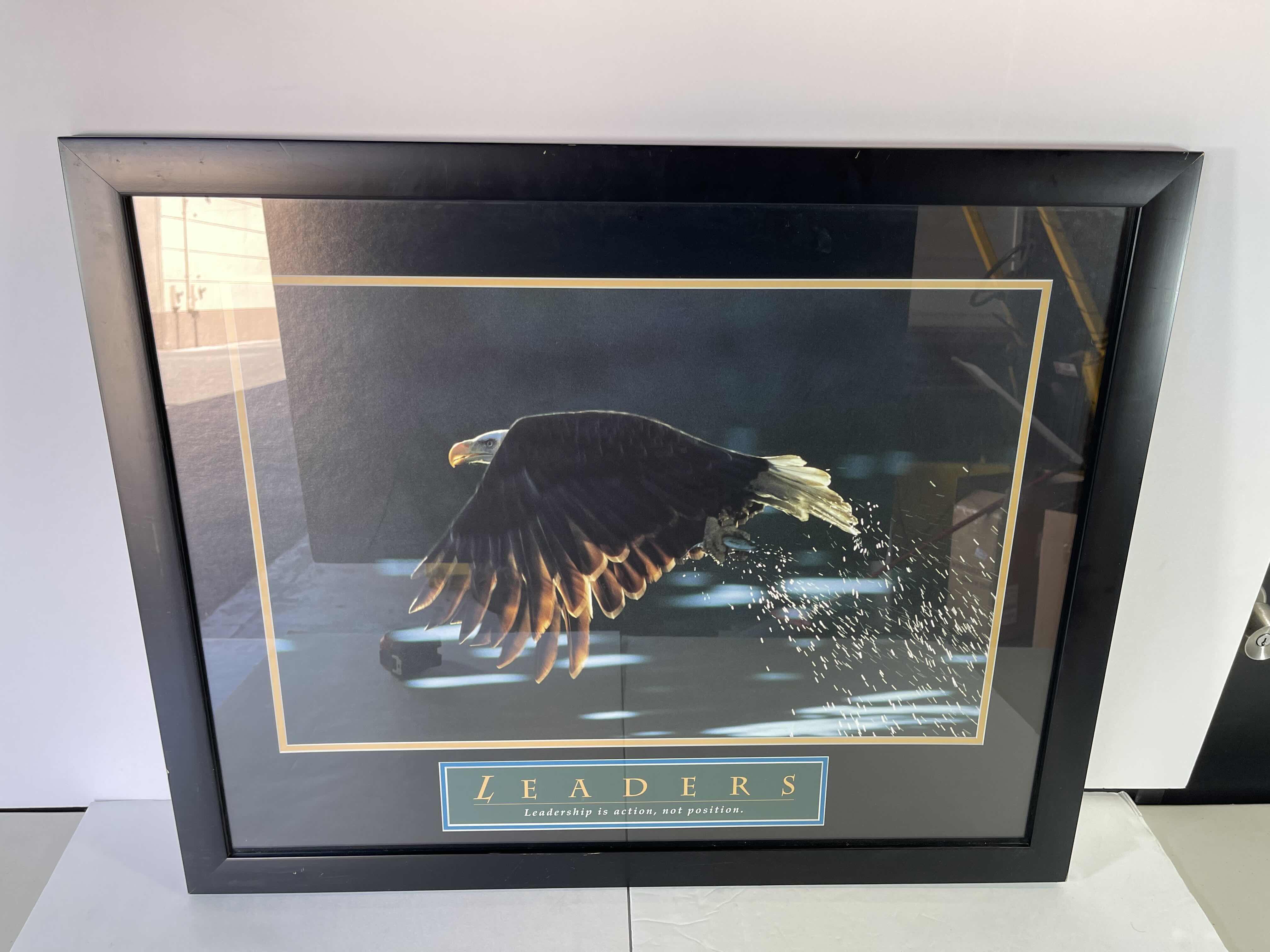 Photo 1 of BALD EAGLE "LEADERS" PRINT - WOOD FRAMED WITH GLASS 30.5” X 24.5”