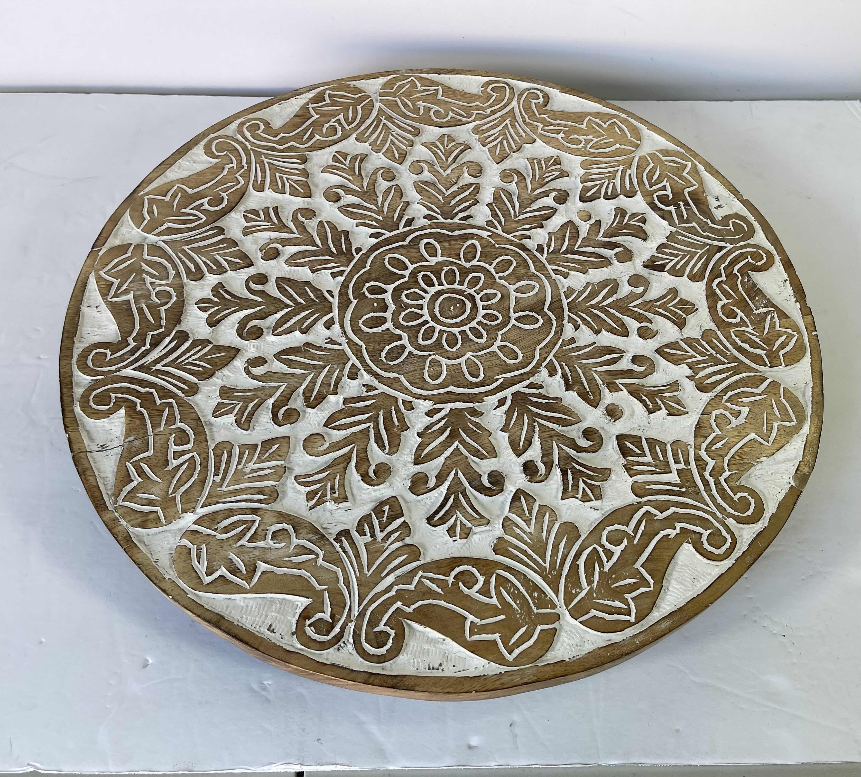 Photo 1 of THE GLOBAL MARKET CARVED WOOD LAZY SUSAN 18”