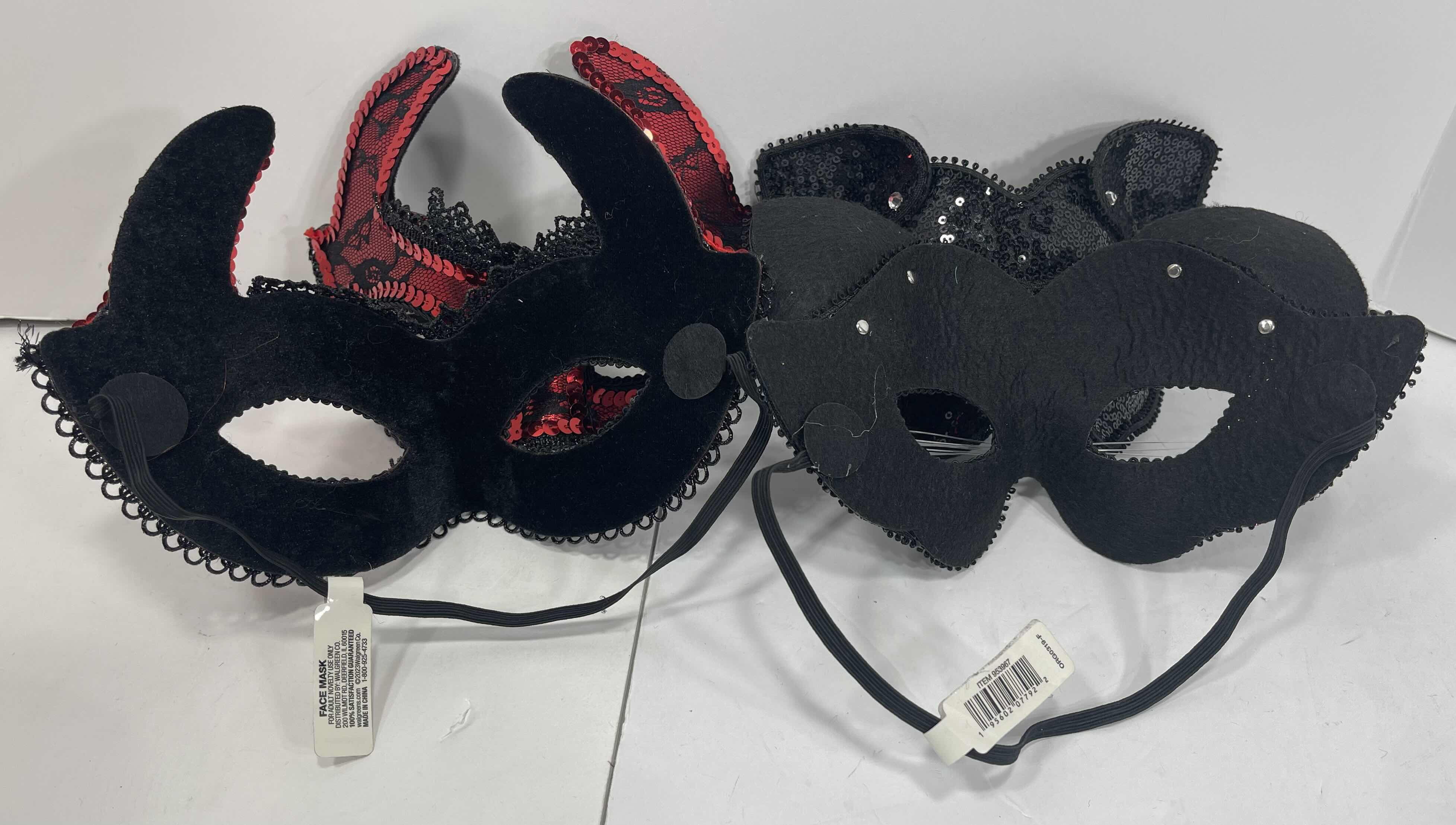 Photo 4 of NEW SEQUINS HALLOWEEN FACE MASKS (4) - RED DEVIL (2) & BLACK CAT (2)