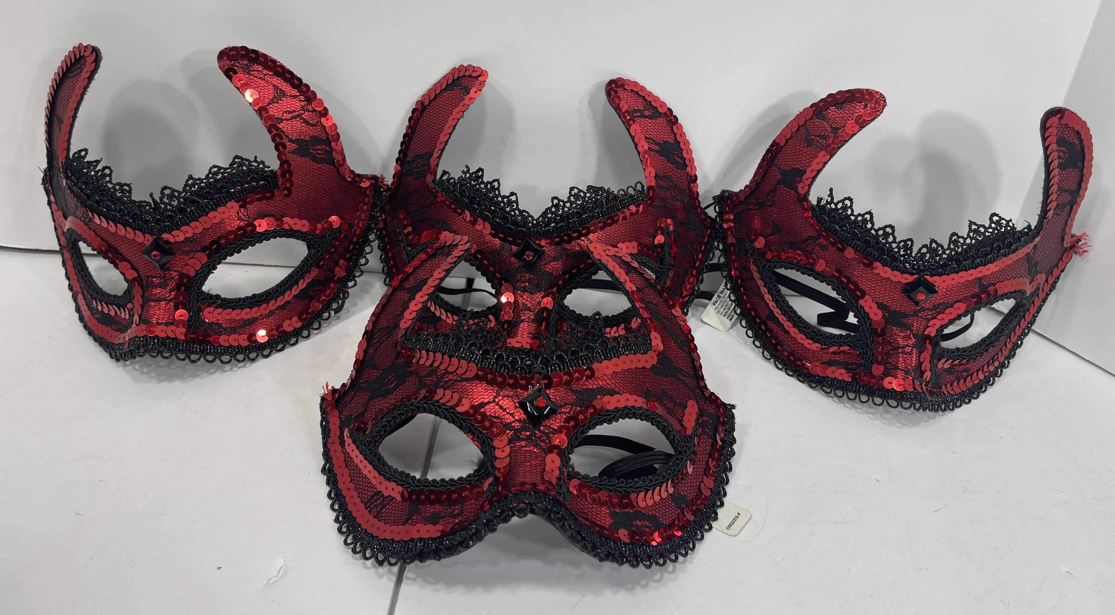 Photo 1 of NEW SEQUINS HALLOWEEN RED DEVIL FACE MASKS (4)