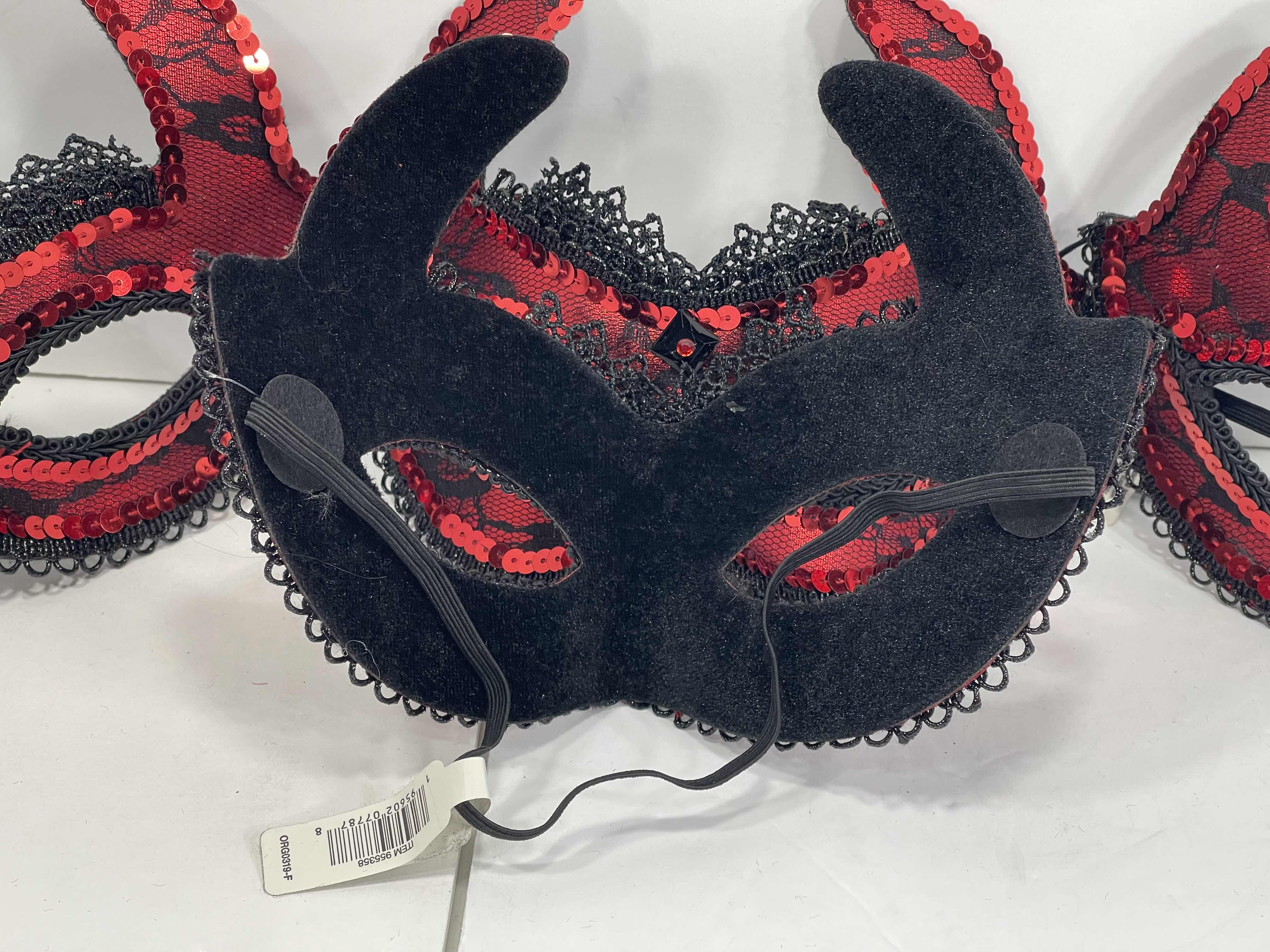 Photo 3 of NEW SEQUINS HALLOWEEN RED DEVIL FACE MASKS (4)