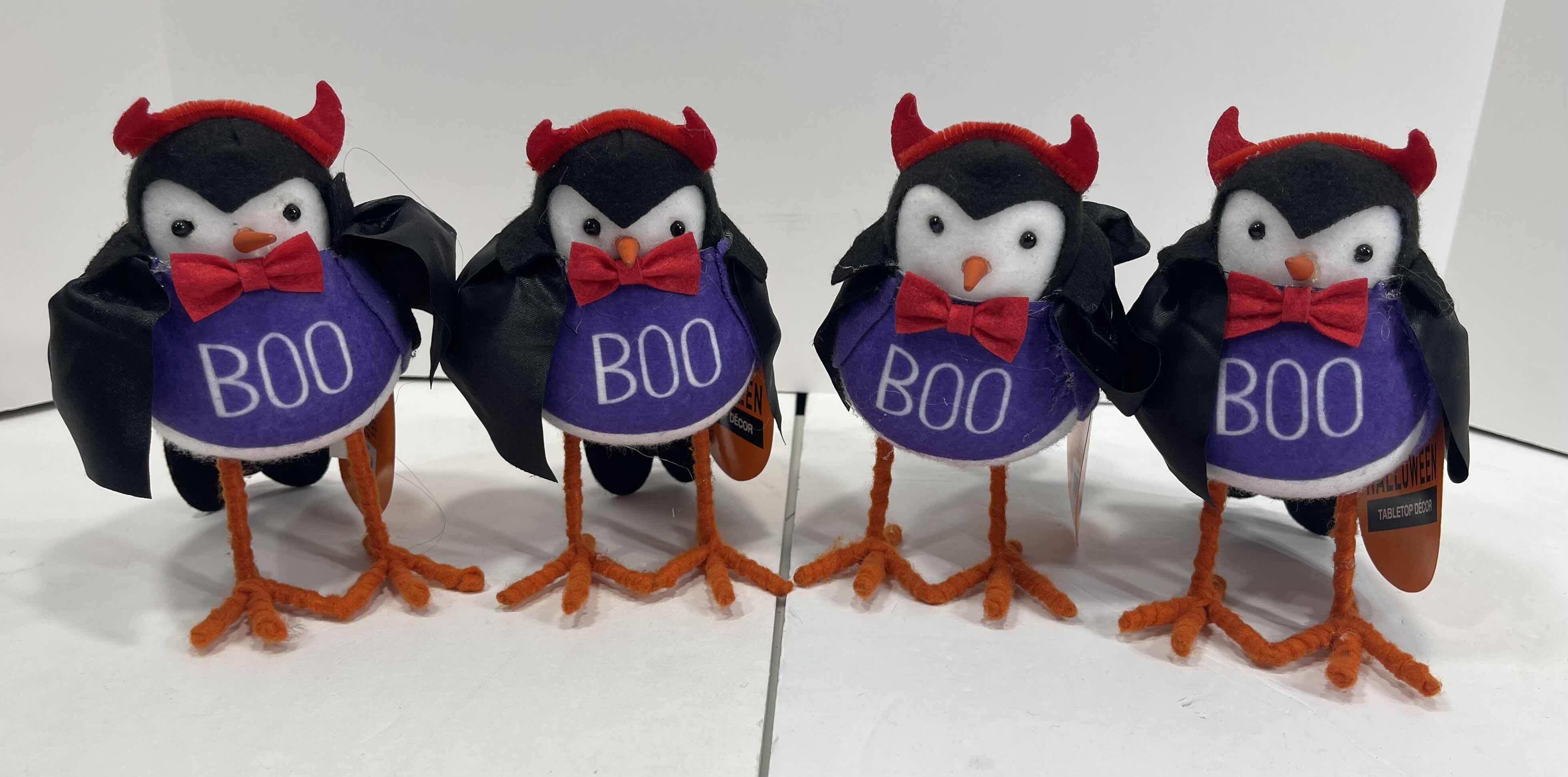 Photo 1 of HALLOWEEN TABLETOP DECOR - 7” FELT DEVIL BOO BIRD (4) NWT