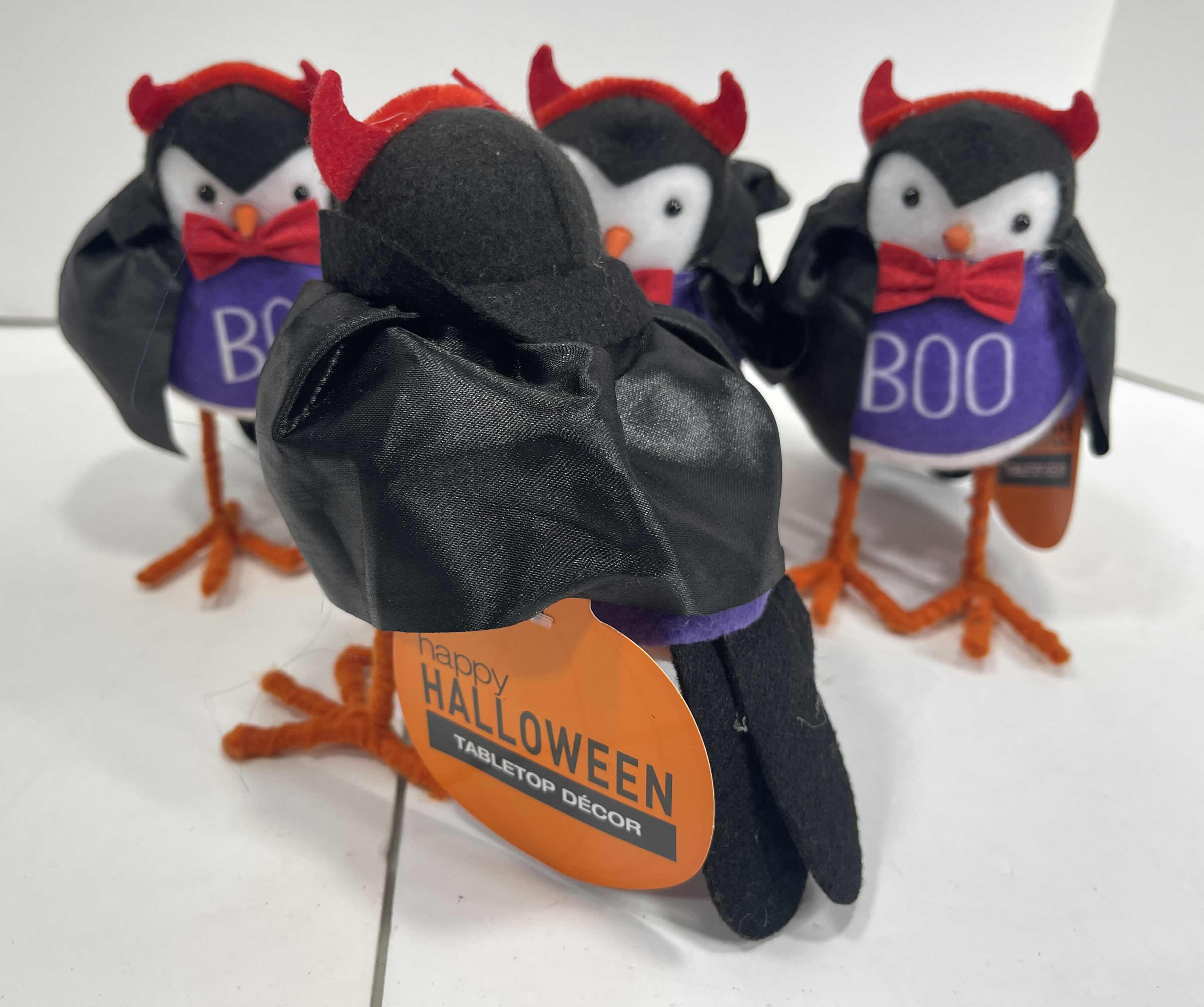 Photo 2 of HALLOWEEN TABLETOP DECOR - 7” FELT DEVIL BOO BIRD (4) NWT