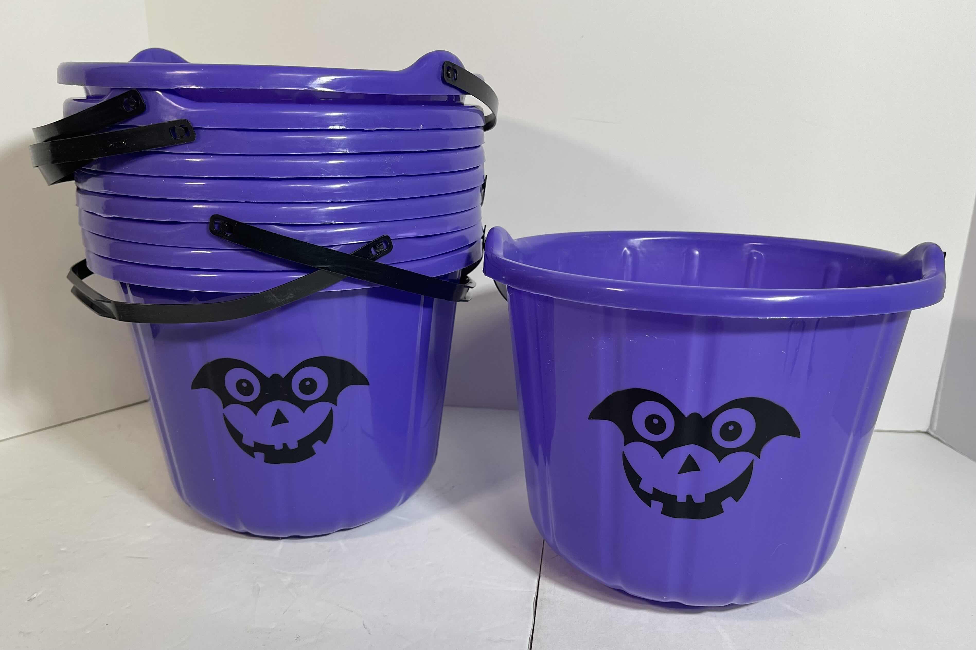 Photo 1 of PURPLE 7” PLASTIC TRICK-OR-TREAT BUCKETS (10) NEW