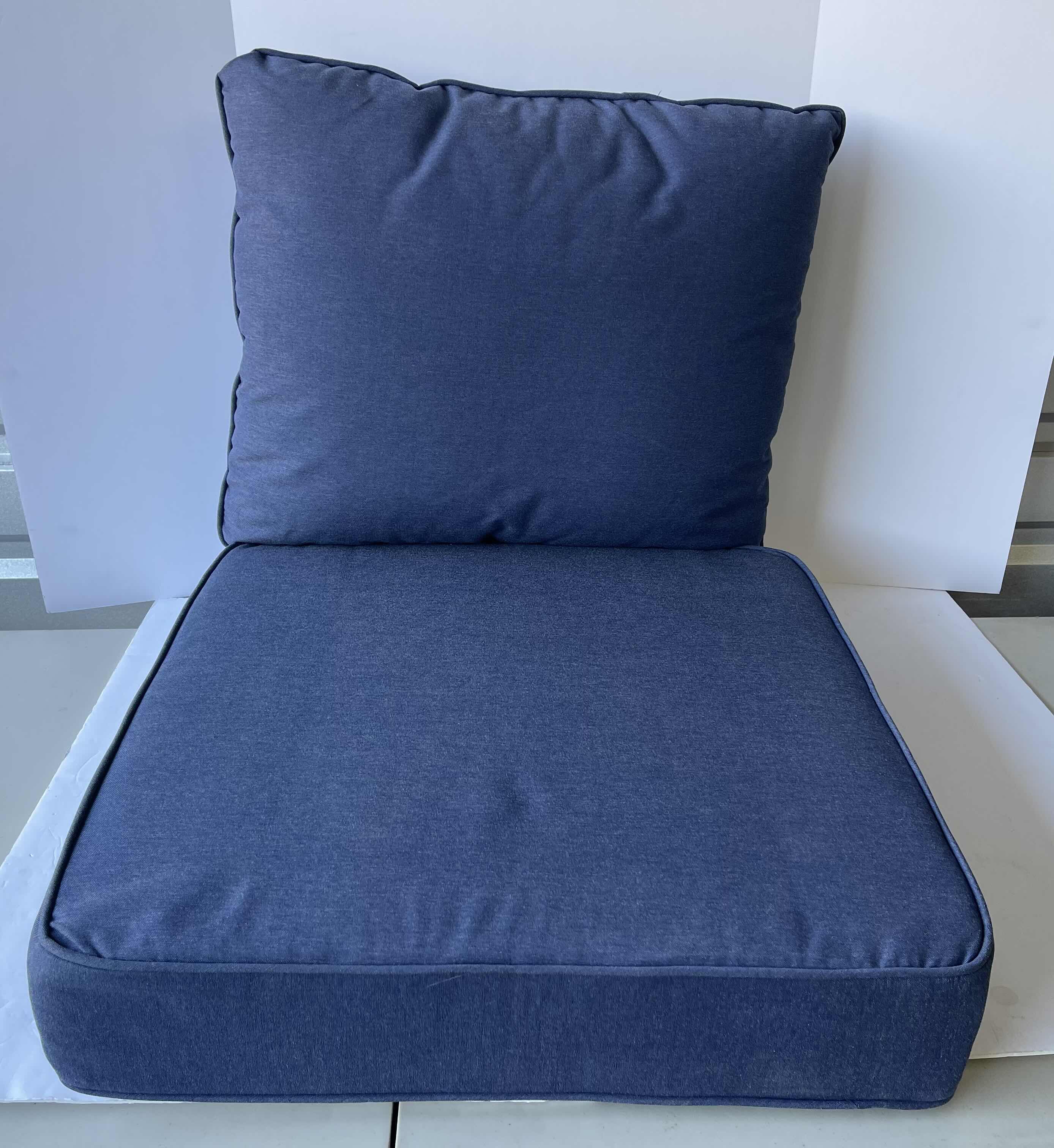 Photo 1 of ALAN + ROTH 2-PIECE BLUE CANVAS DEEP SEAT PATIO CUSHION (TOP - 21” X 25” X H6” “, BOTTOM 25” X 25” X H6”)