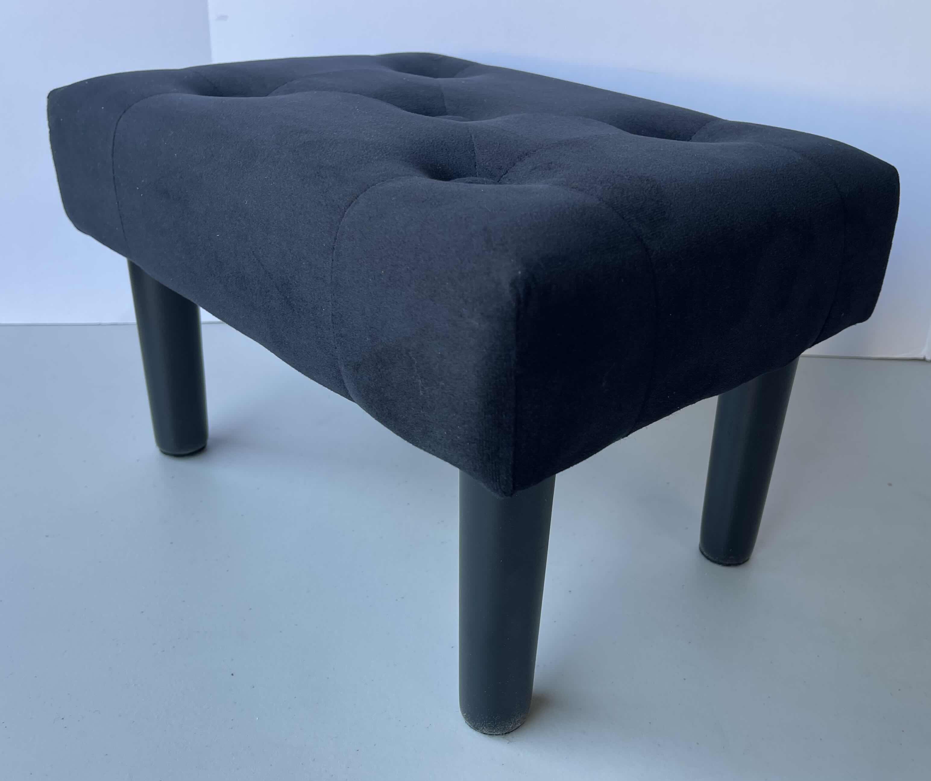 Photo 4 of HOUCHICS SMALL SOFT BLACK VELVET FOOTSTOOL OTTOMAN (15.5” X 11” X H9.5”) 