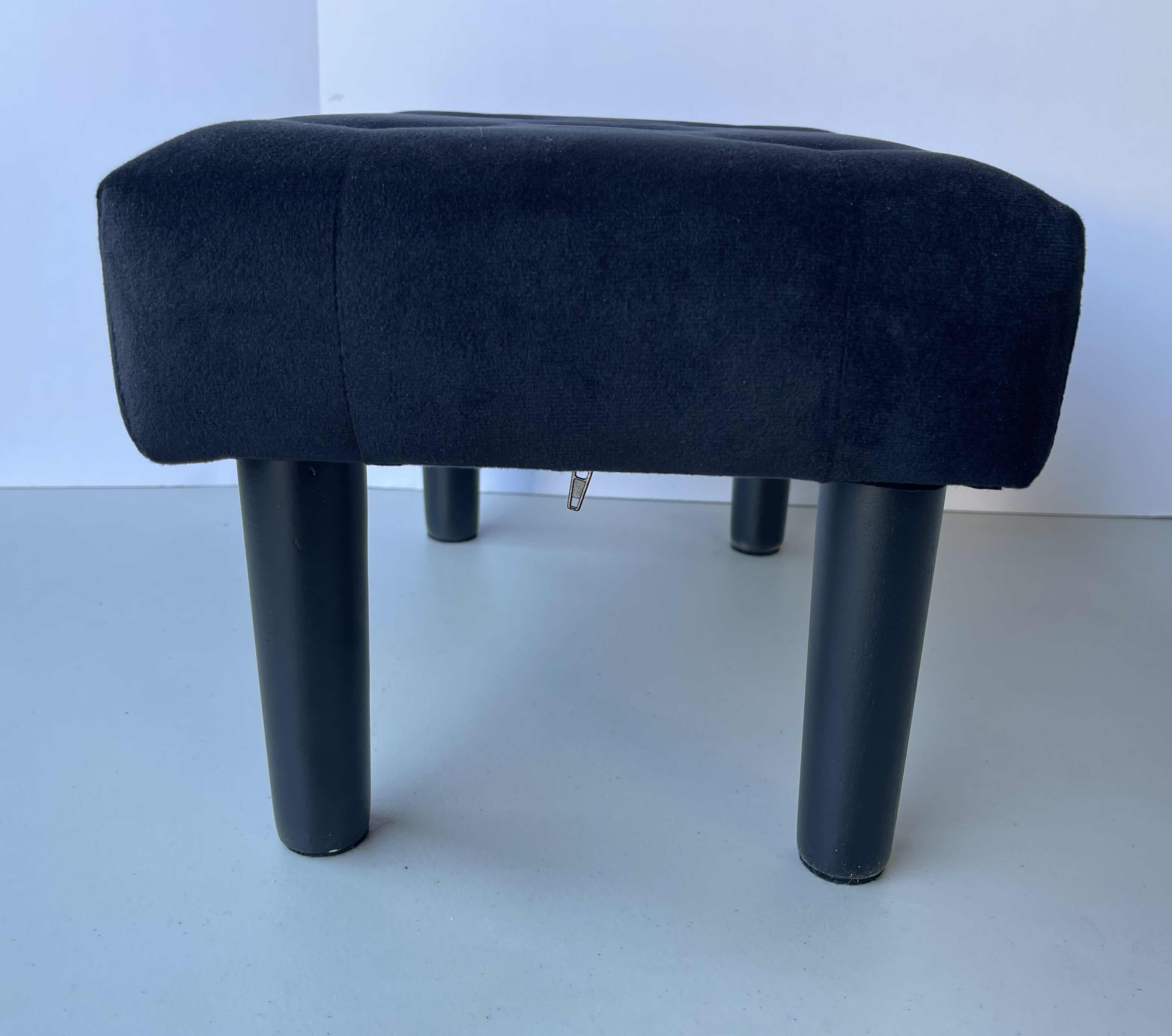 Photo 3 of HOUCHICS SMALL SOFT BLACK VELVET FOOTSTOOL OTTOMAN (15.5” X 11” X H9.5”) 